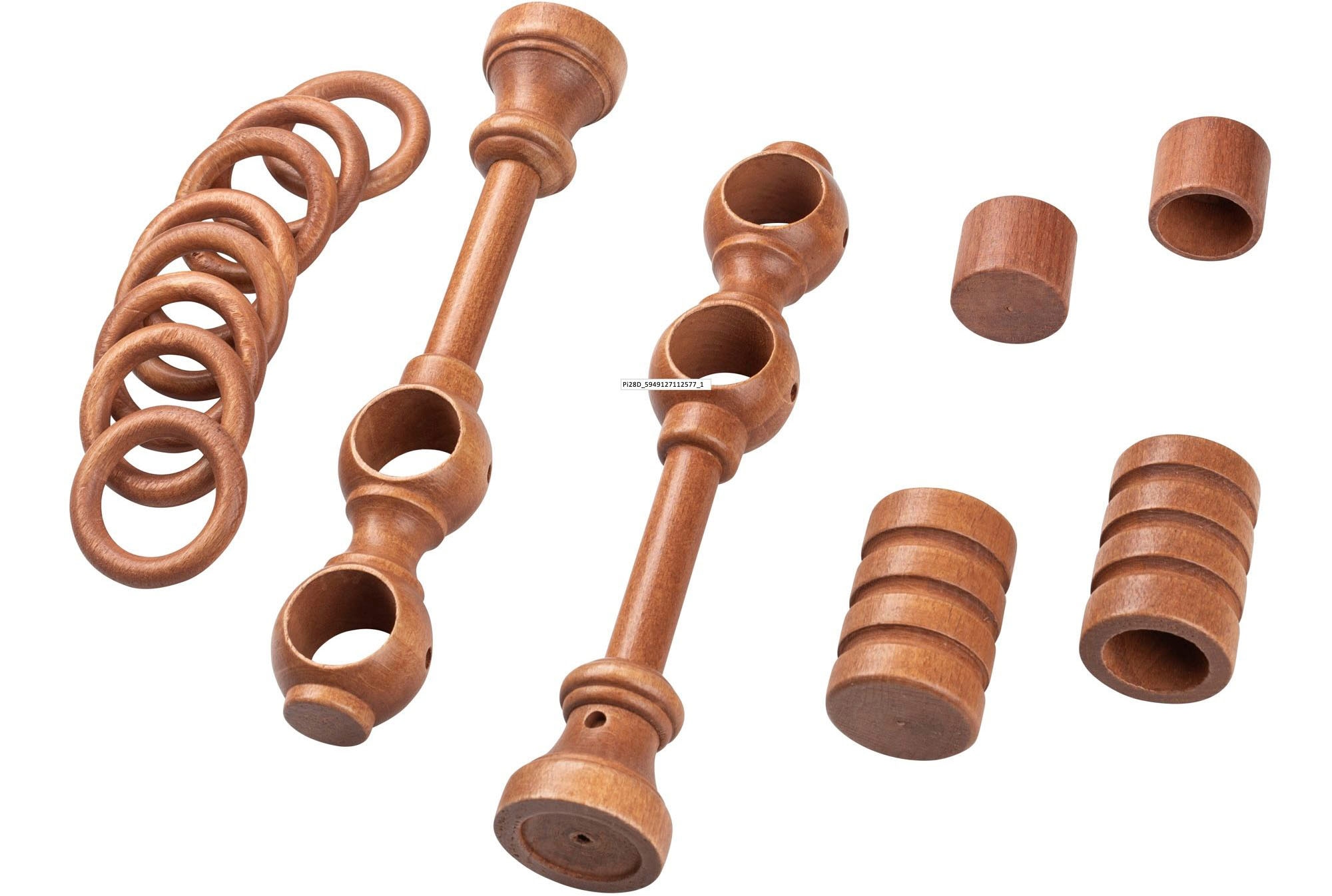 SN DECO GROUP Gardinenstange »Pisa« 2 läufig-läufig Fixmass 28 mm, Holz, verschiedene Längen und Farben, Komplettset