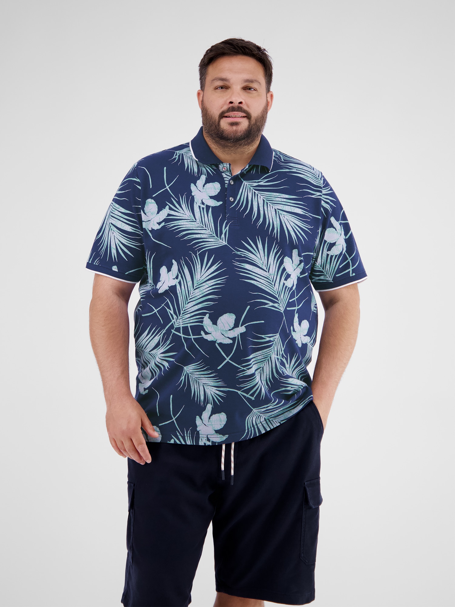 LERROS Polo »Herren-Poloshirt, floral gemustert in Grossen Grössen«