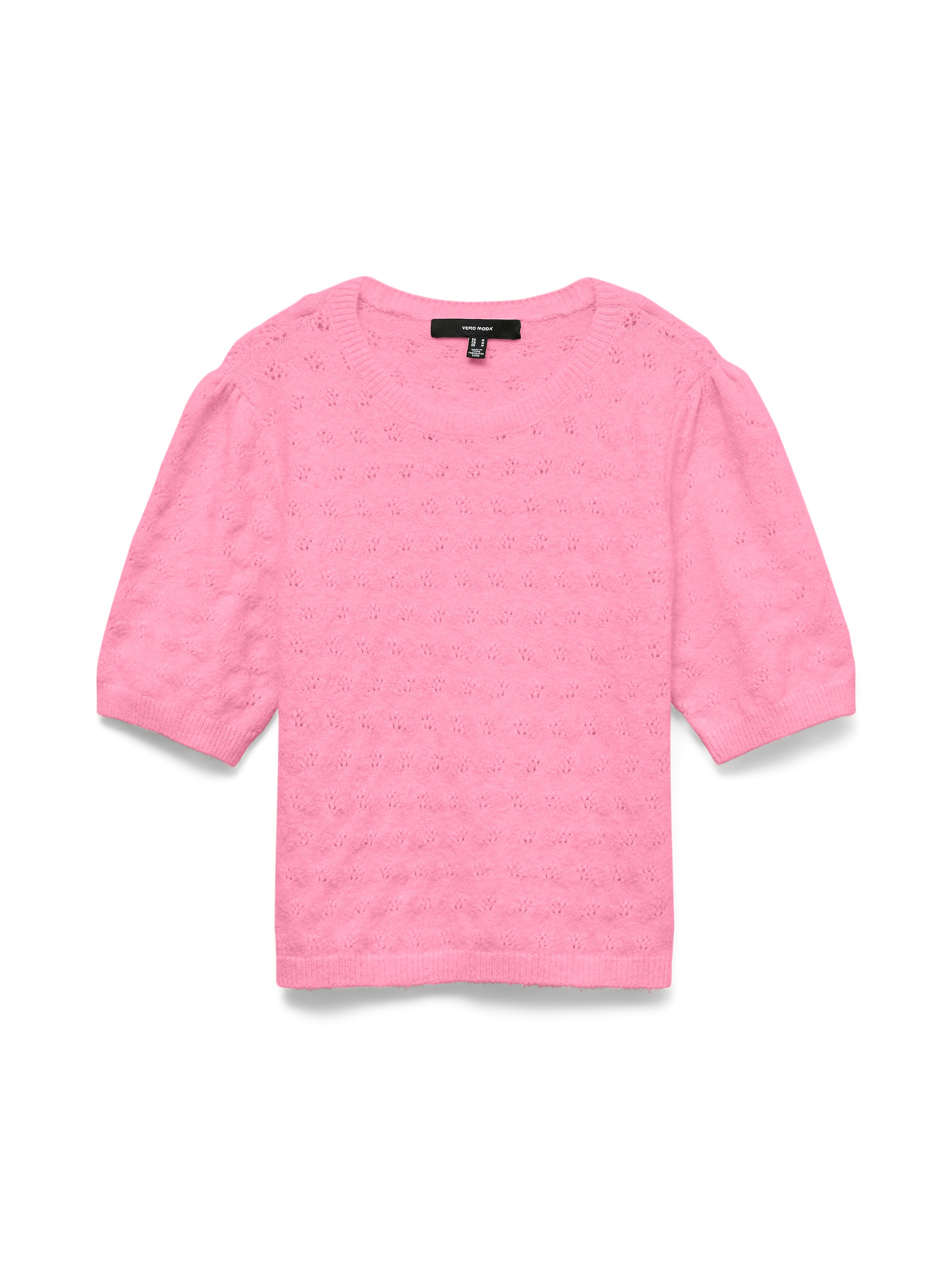 Vero Moda Kurzarmpullover »VMDOFFY STITCH 2/4 O-NECK PULLOVER NOOS« Materialmix, regular fit