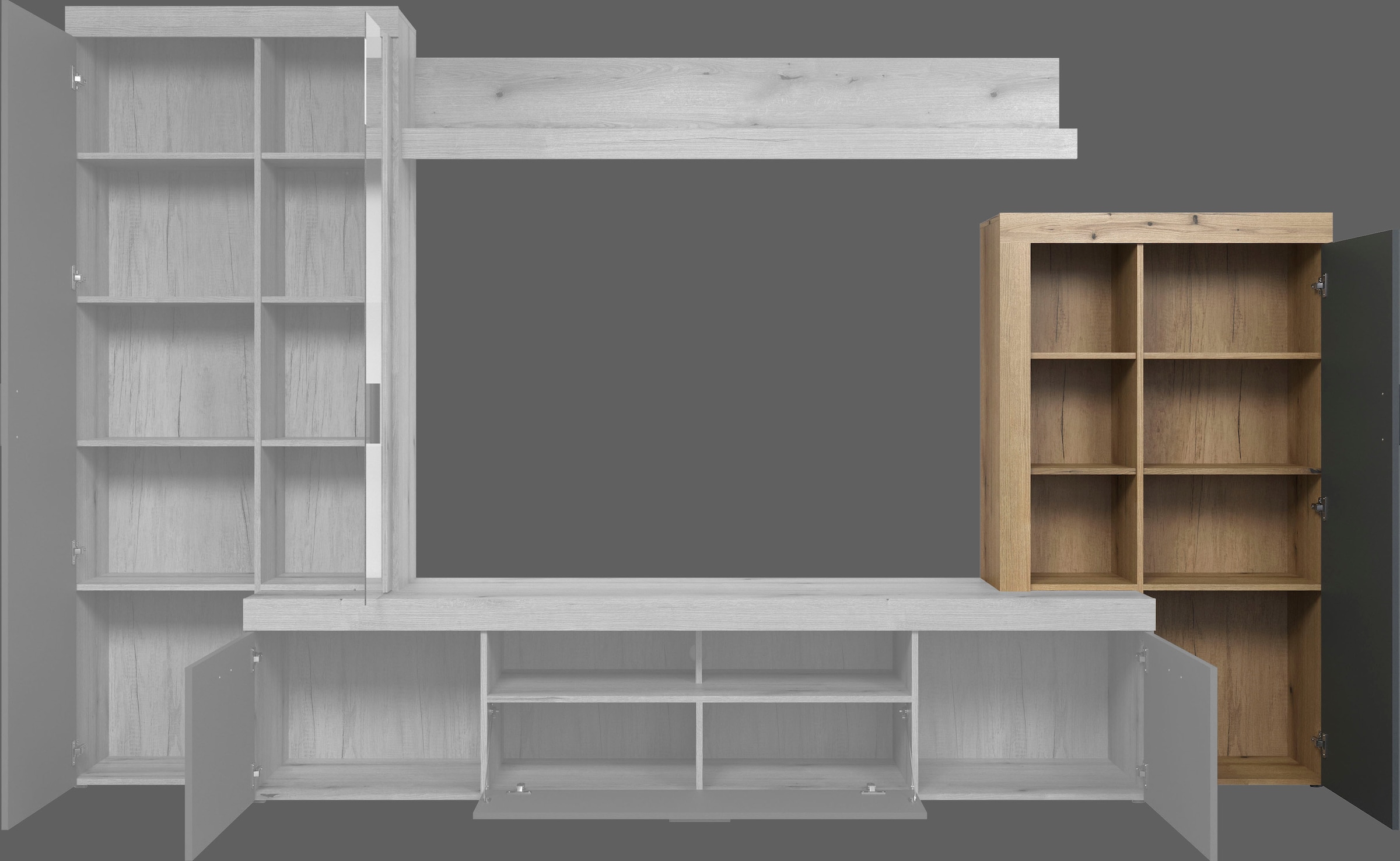 Home affaire Vitrine de rangement »Ghent« Paquet, 1 cuis tlg. avec applications en bois de bout