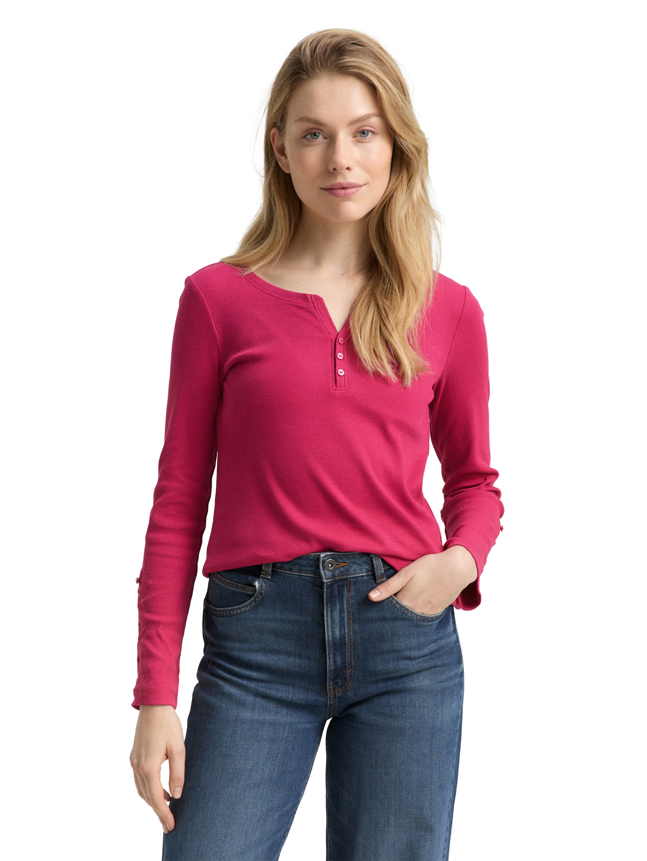 TOM TAILOR T-shirt Henleys , mit Turn-Up-Arm
