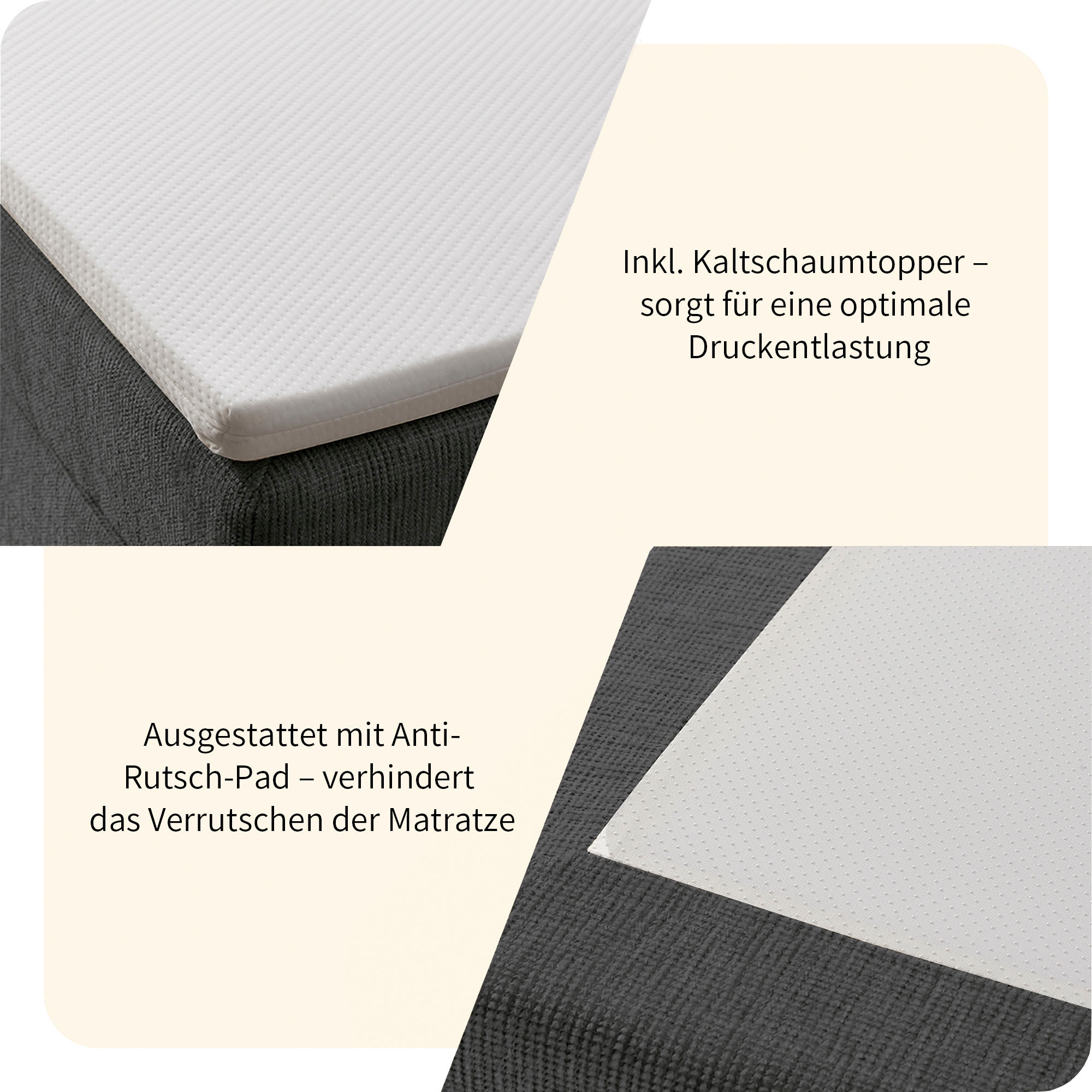 GOODproduct Lit de boxe »Likely inkl. Bettkasten, in 140er & 180er Breite, in Boxspring-Optik« inkl. Topper & Aufbauvideo, erhältlich in verschiedenen Farben