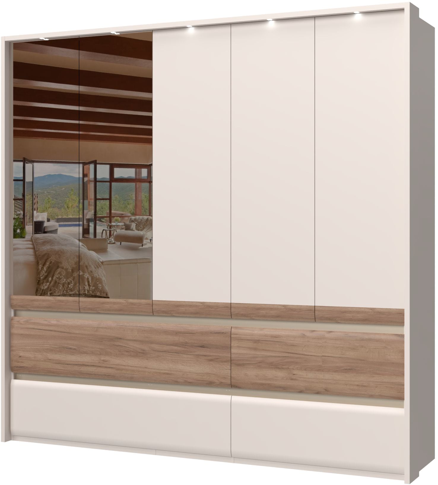 GOODproduct Kleiderschrank »Invictus« UV lackiert, mit LED Beleuchtung, Soft-Close Funktion
