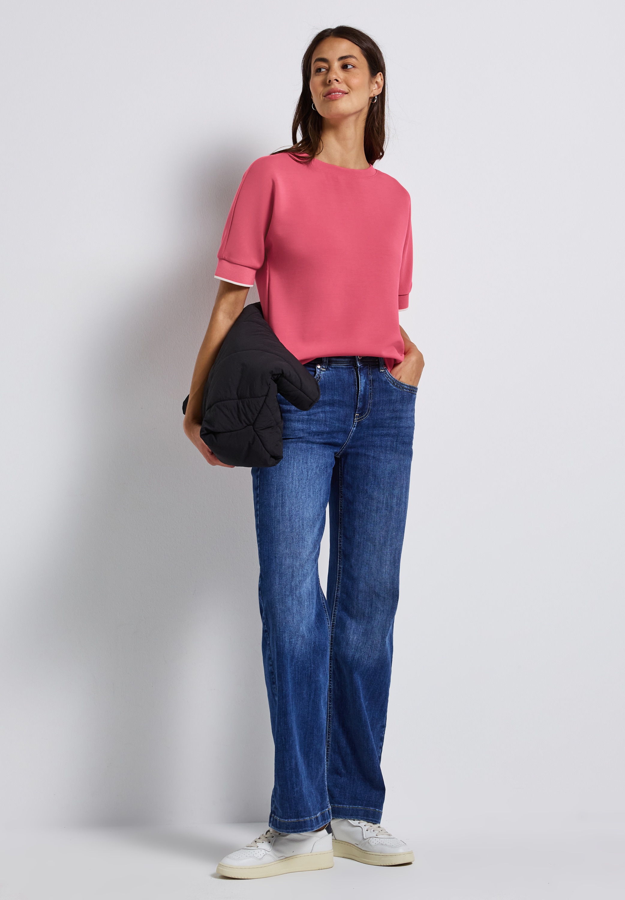 STREET ONE T-Shirt im Silk-Look, mit Rundhals, halbarm