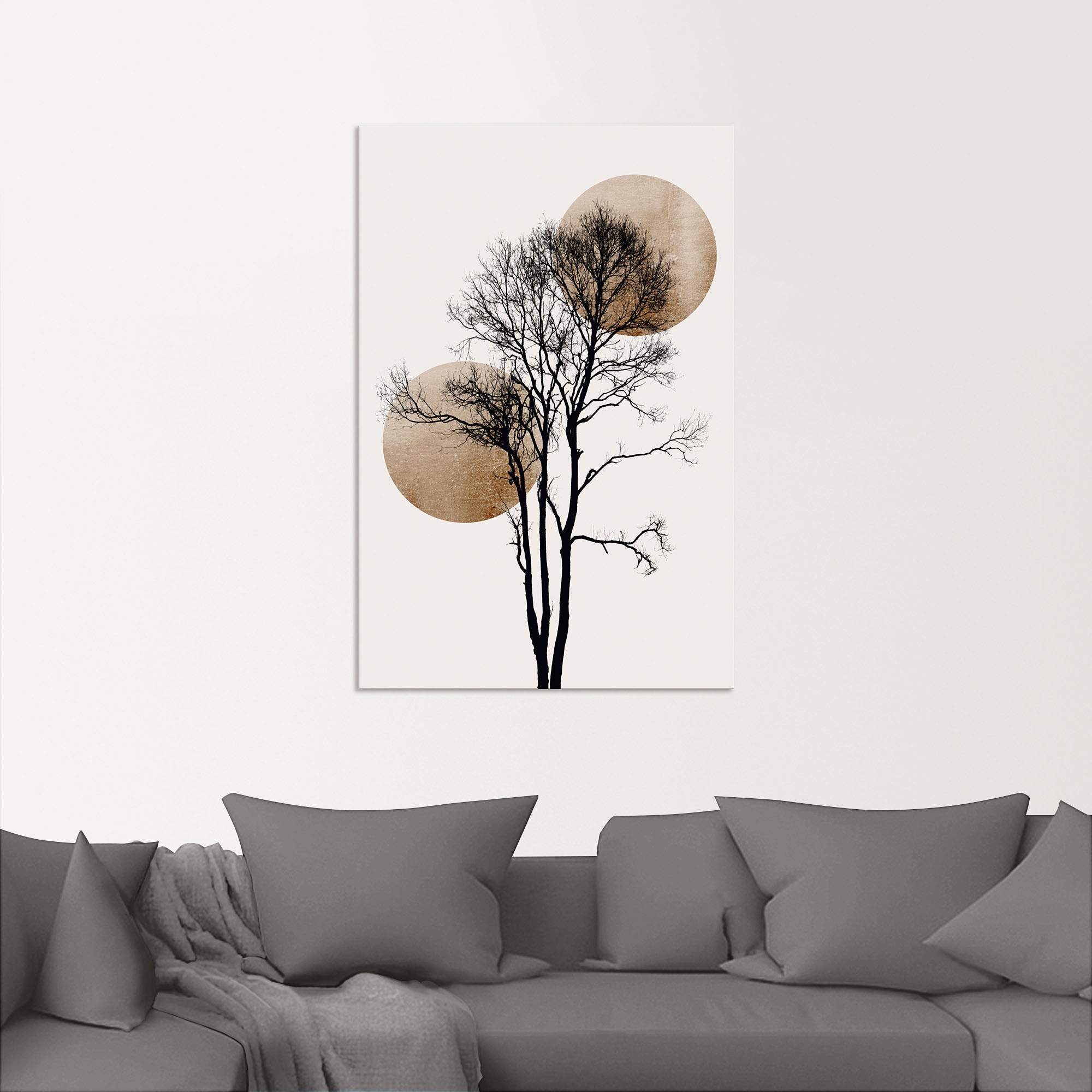 Artland Fresque murale »Sonne und Mond versteckt« Images d'arbres 1 cuis tlg. en image aluminium, image sur toile, poster en différentes tailles