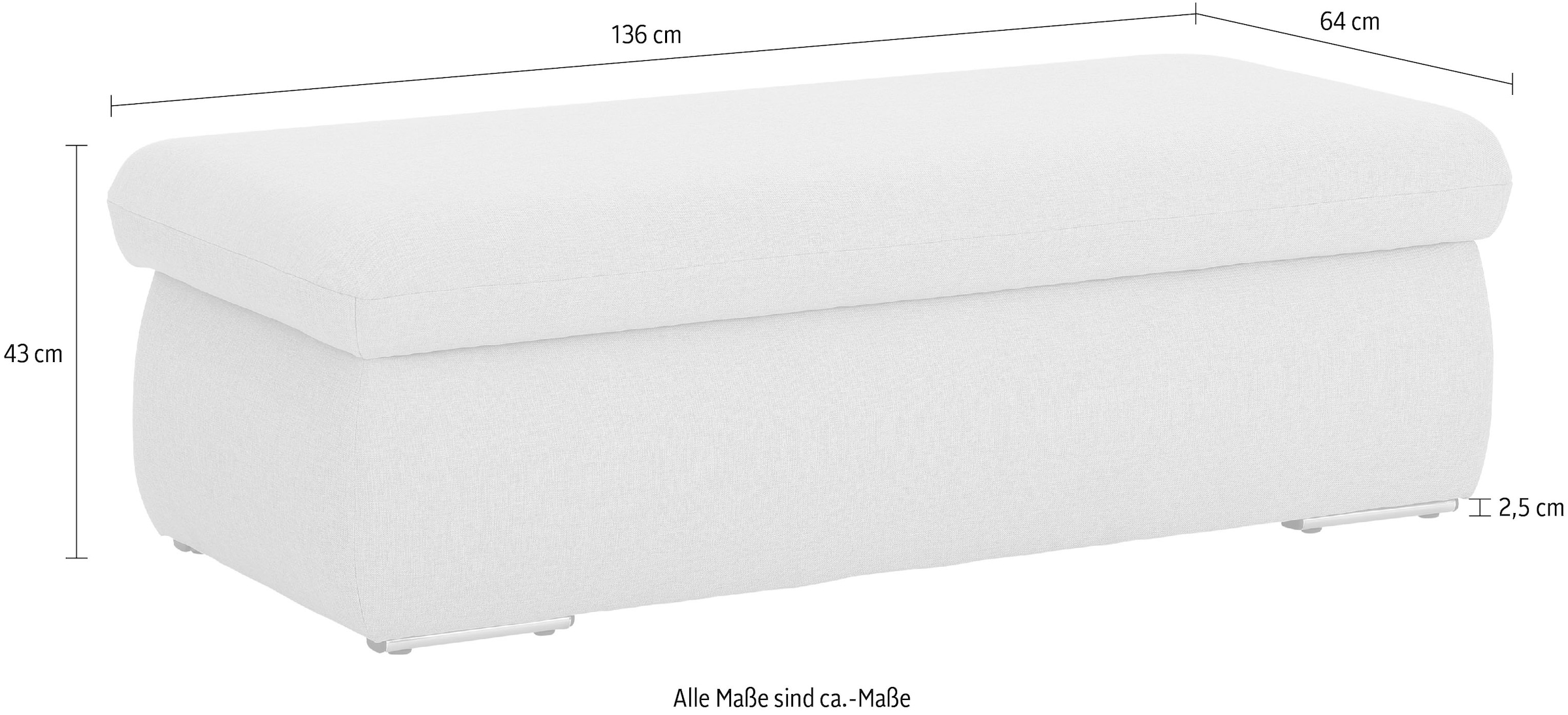 INOSIGN Polsterhocker »Avesa« Mit grossem Staufach, passend zur Serie "Avesa", B/T/H: 136/64/43 cm