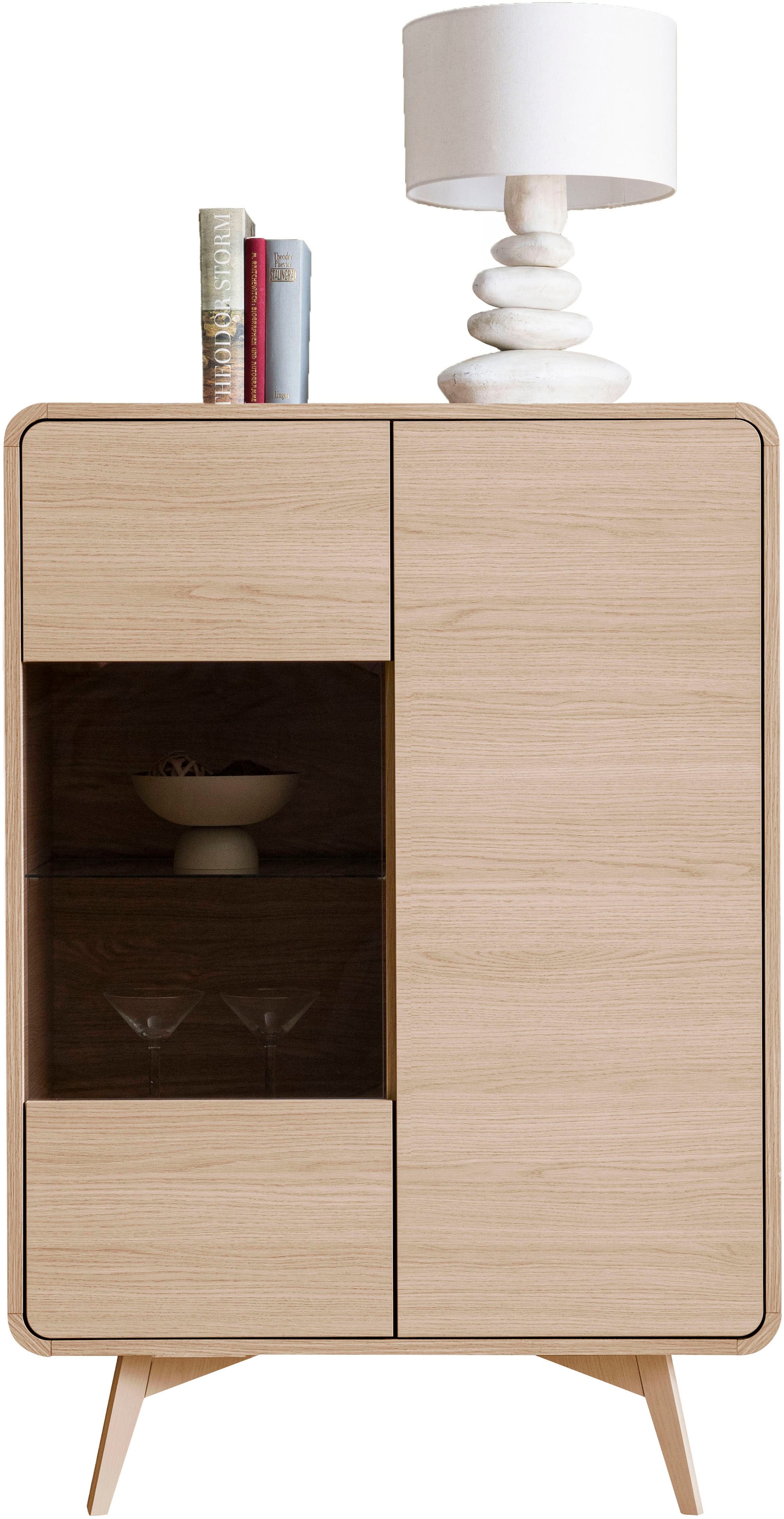 Home affaire Vitrines »Torsby, moderne Glasvitrine, Stauraumelement, Schrank« abgerundete Ecken, ausreichend Stauraum, vielseitig einsetzbar