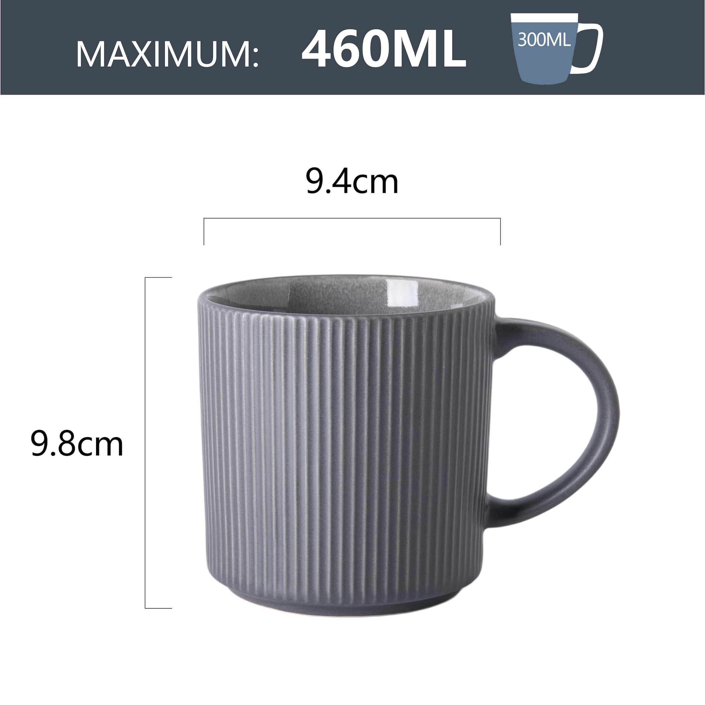 GOODproduct Becher »Kaffeebecher Ylvii, 6er Set« Riffeloptik, spülmaschinenfest und mikrowellengeeignet, 460 ml