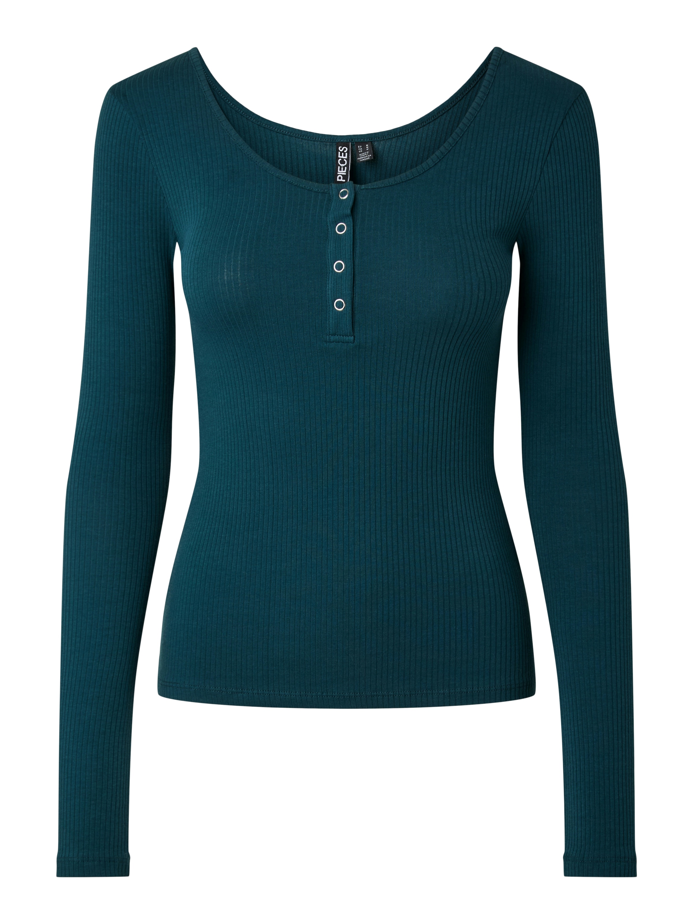 pieces Langarmshirt »PCKITTE LS TOP NOOS BC« Baumwollmischung, slim fit