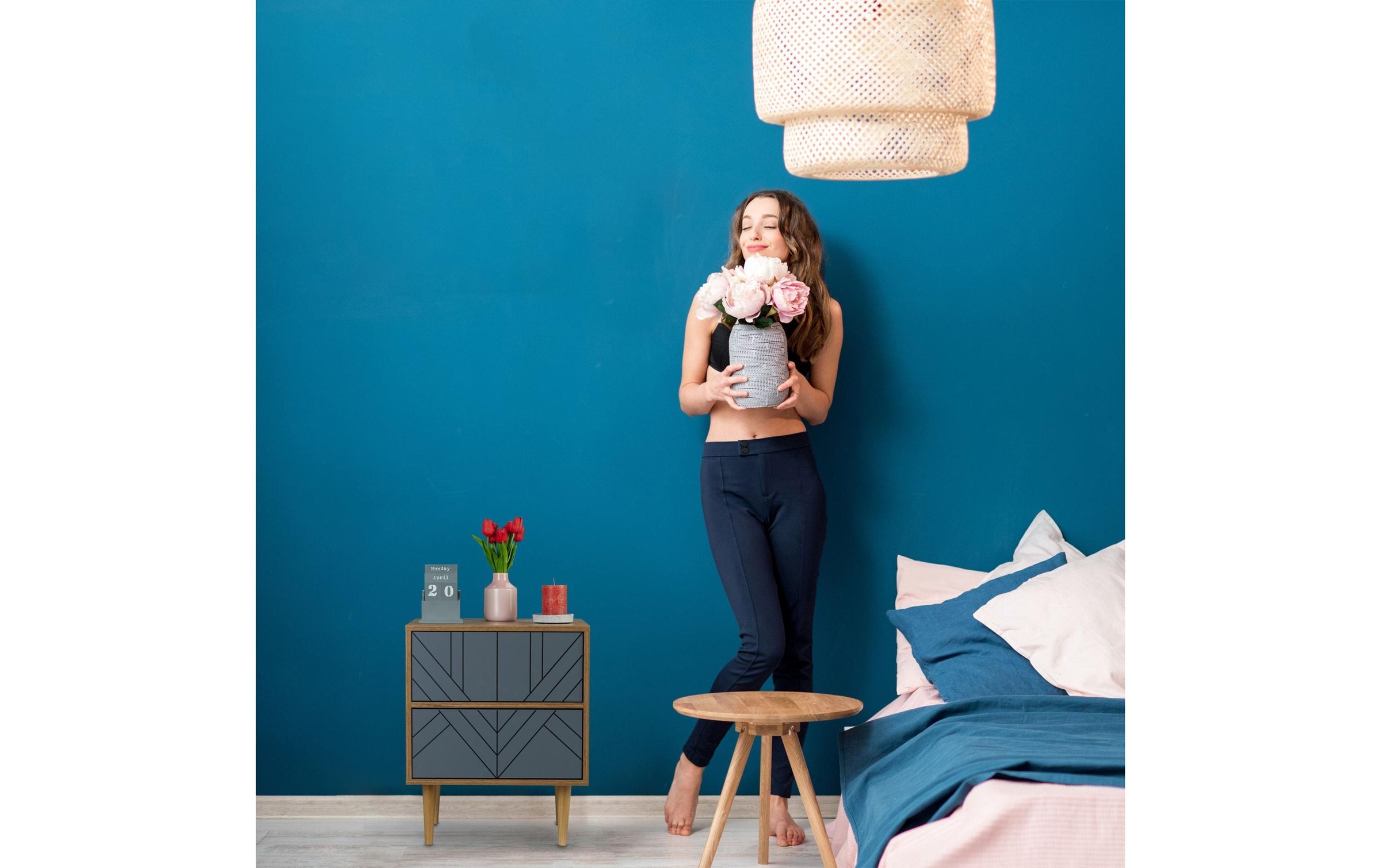 relaxdays Table de nuit »mit 2 Schubladen 60 x 48 cm, Grau/Nature«