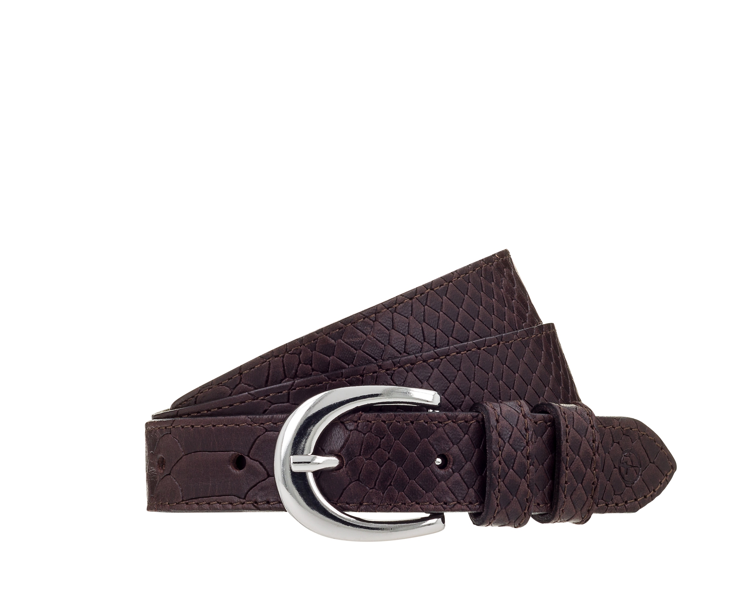 Tamaris Ledergürtel 2,5 cm breit, gemustert, Doppelschnalle