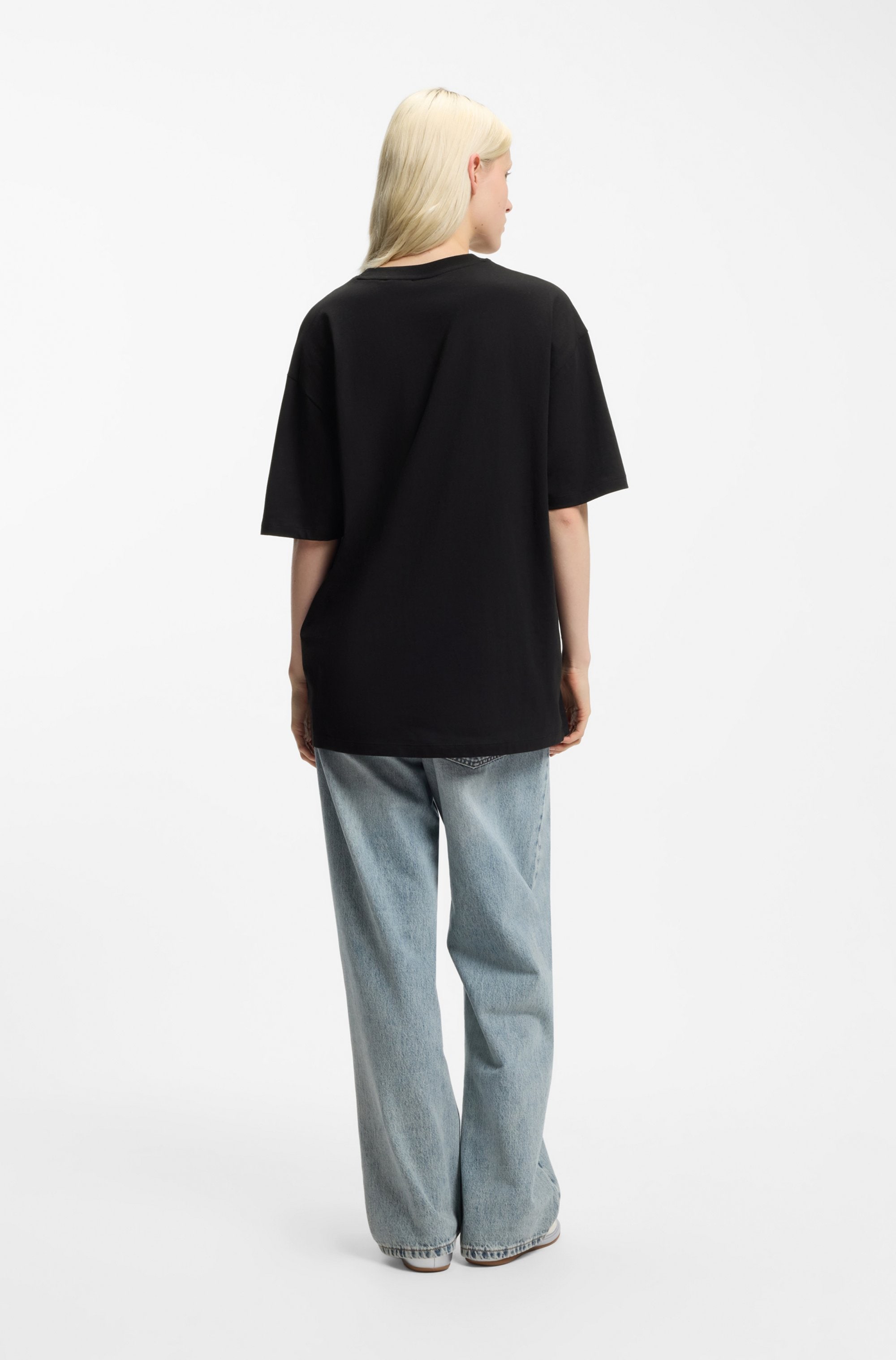 HUGO Blue T-shirt »Oversized Tee« mit Strassbesatz