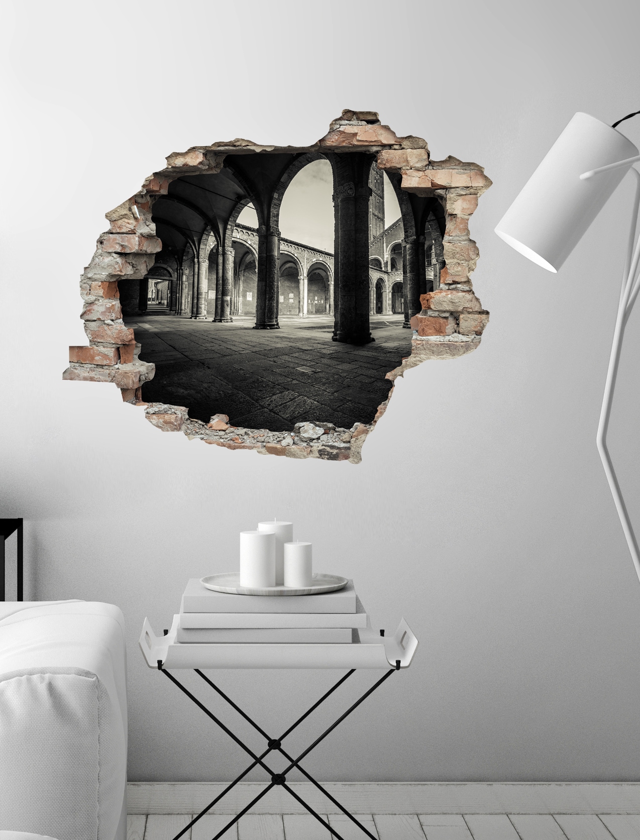 queence Autocollant mural »Torbögen« Wandsticker, Wandbild, selbstklebend, 3D, Wanddurchbruch