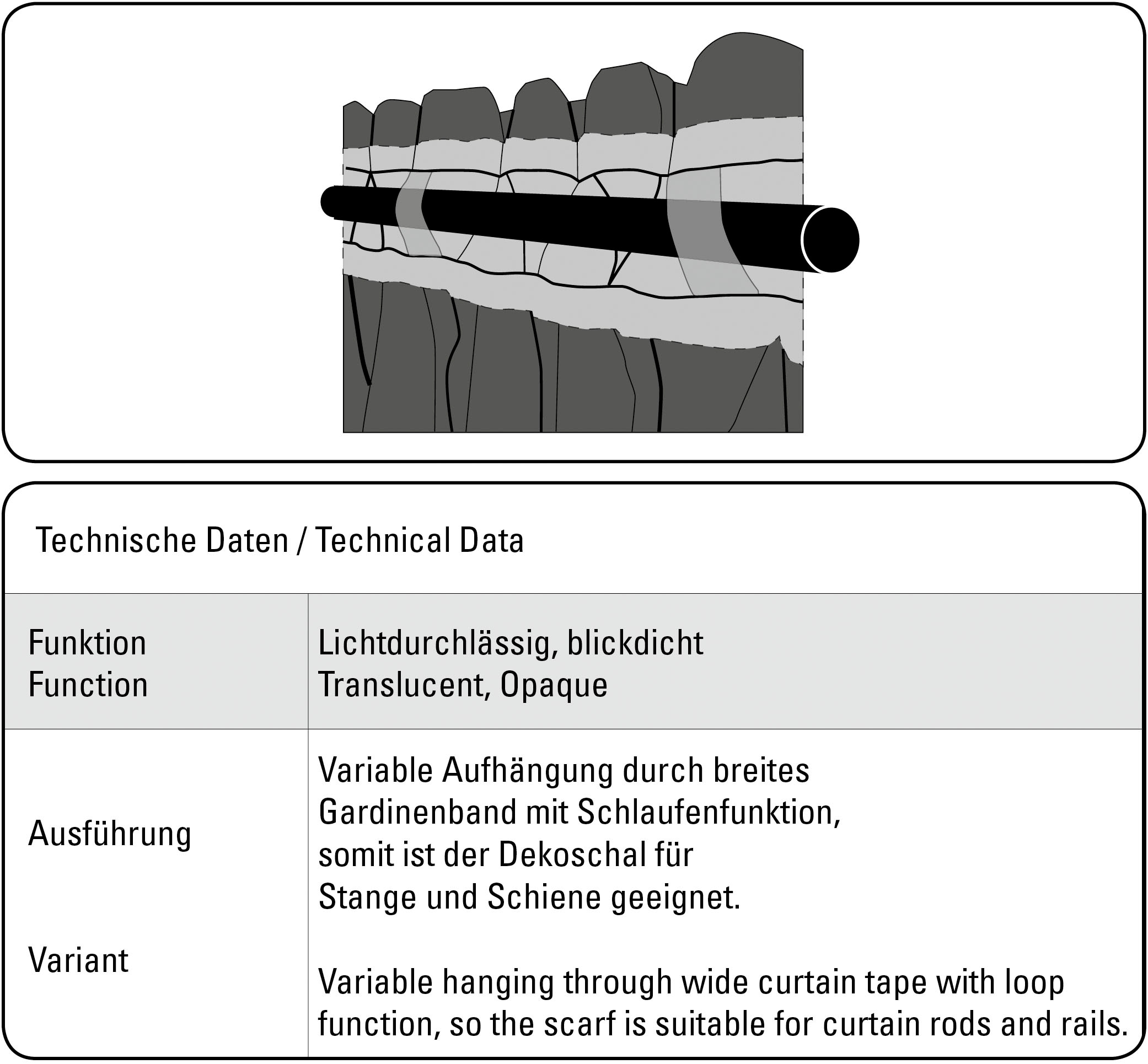 Sehlbach Gardine »Schal Strukturdeko« Schlaufen 1 Stk. tlg. mit Gardinenband und verdeckten Schlaufen