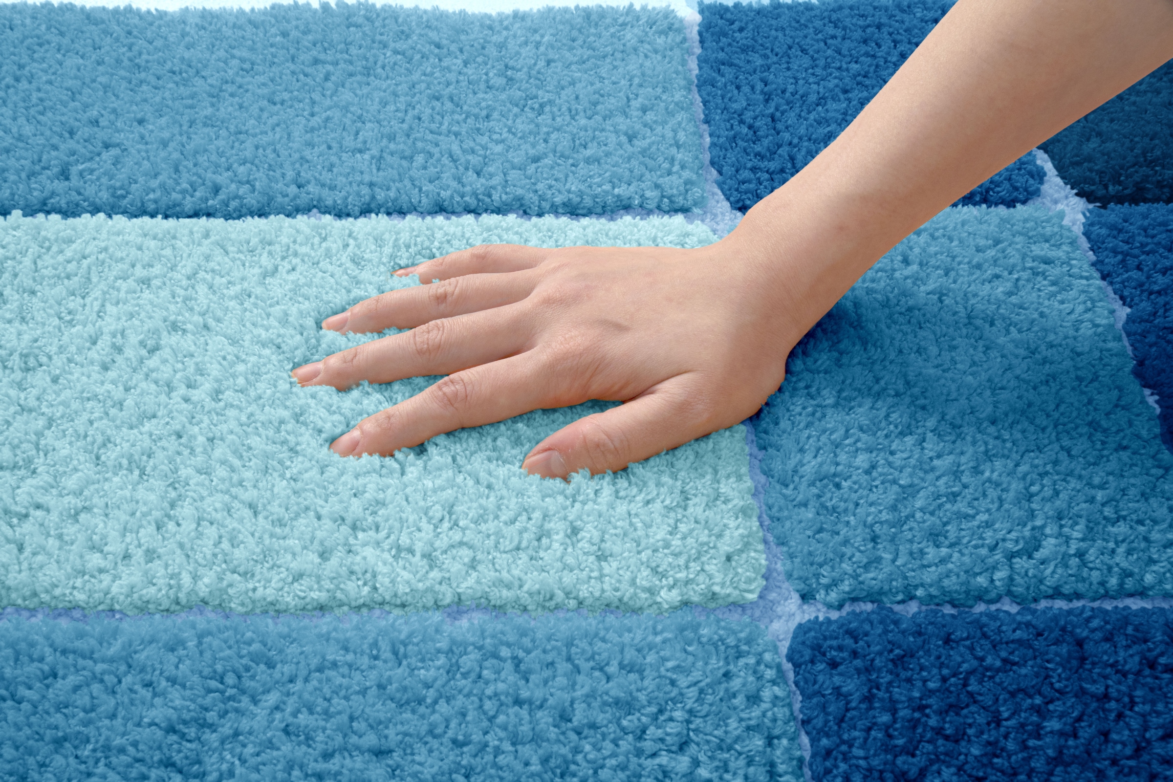 my home Badematte »Pia, Badvorleger, Badezimmer Teppich« Höhe 20 mm rutschhemmend beschichtet fussbodenheizungsgeeignet | schnell trocknend | strapazierfähig Badteppich, karierte Badematten, rechteckig, rund & als 3-tlg. Set