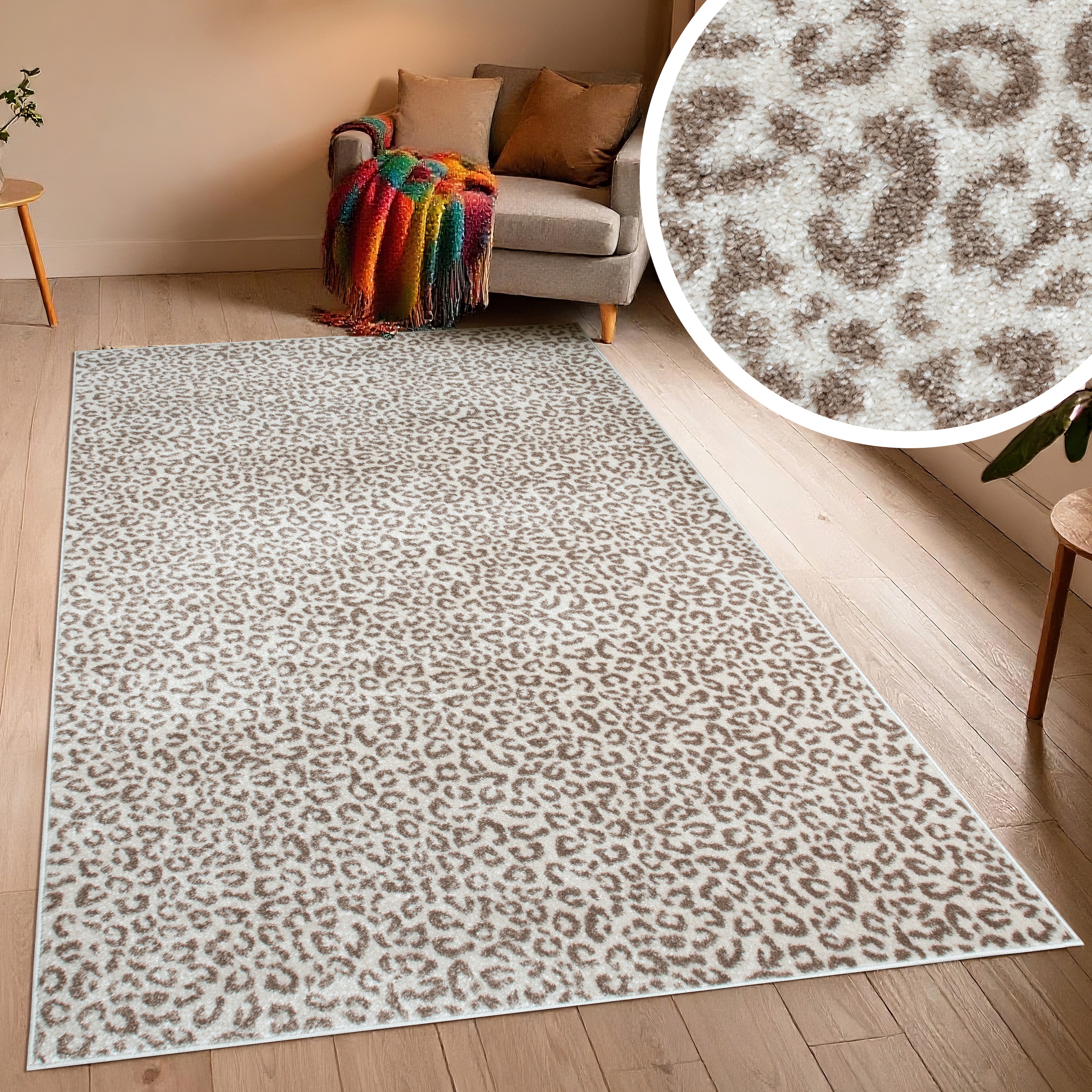GOODproduct Teppich »Fynna, Leoparden-Muster, Animalprint« rechteckig 9 mm Höhe besonders weicher Flor, Wohnzimmer, Schlafzimmer, Esszimmer, Leo