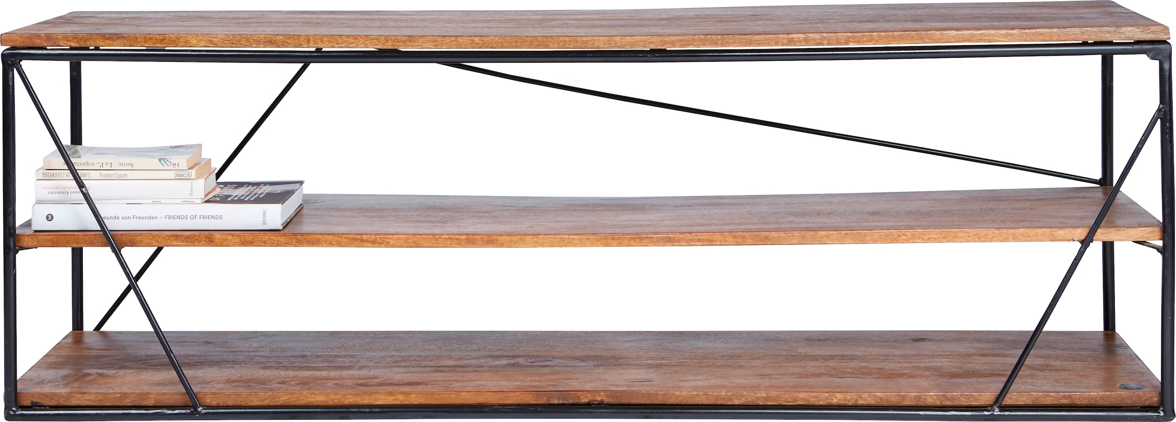 SIT Table basse »Rüdesheim aus Mangoholz mit Metallgestell für TV & Wohnzimmer« Polyvalent en meuble bas TV ou étagère au design industriel