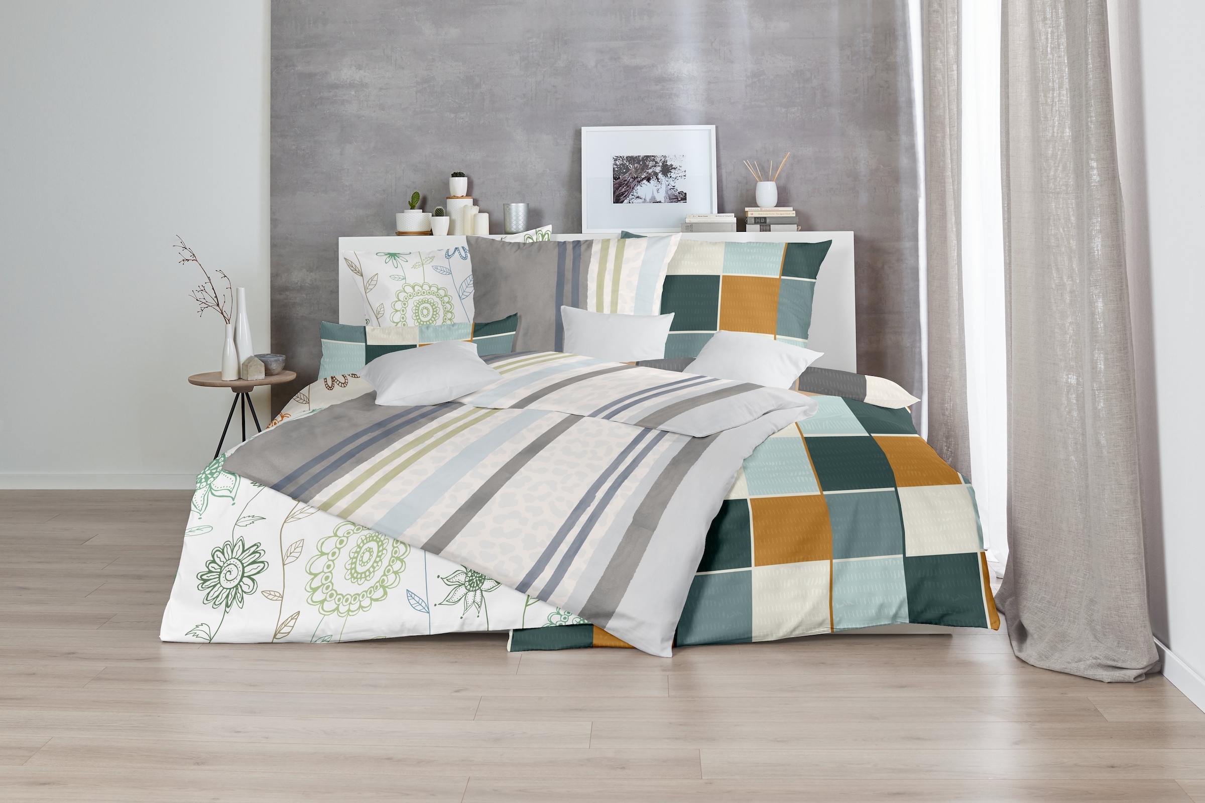 Primera Bettwäsche »Feinbiber-Bettwäsche Leo Stripe« 2 Stk. mit Leo-Struktur