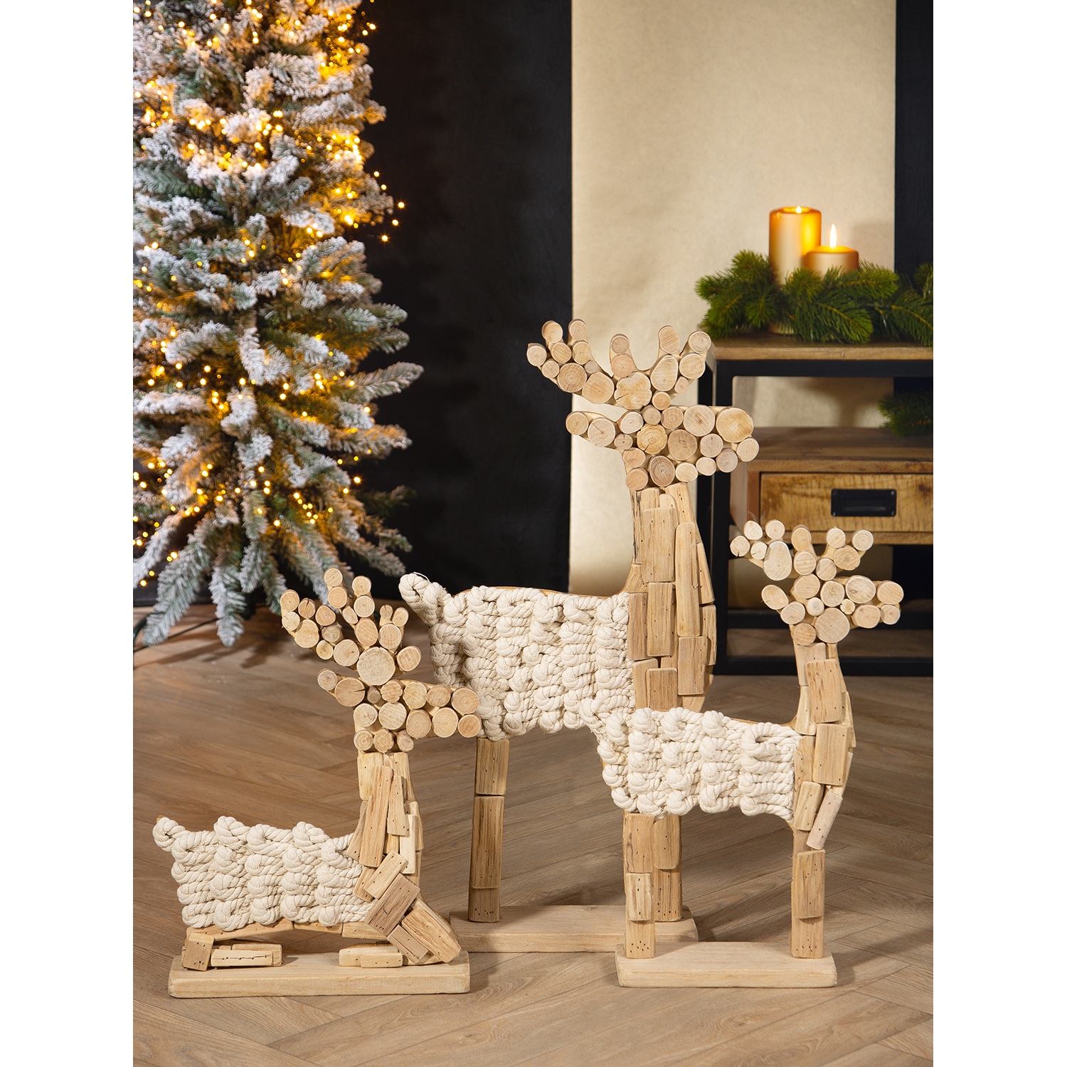 GILDE Weihnachtsfigur »Corda« Standrelief Hirsch, Holz naturfarben