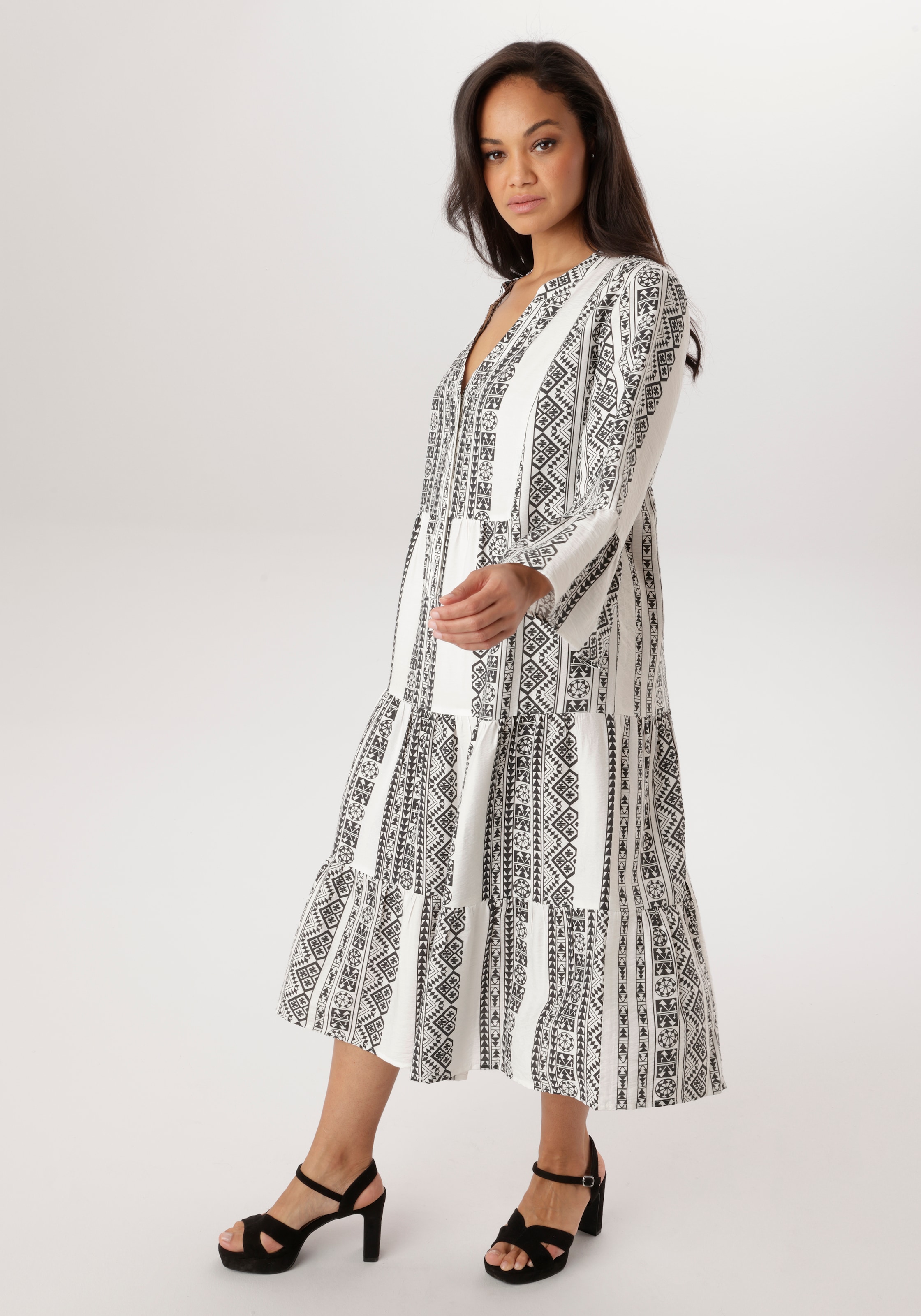 Aniston PLUS Robe midi mit Volant - NEUE KOLLEKTION