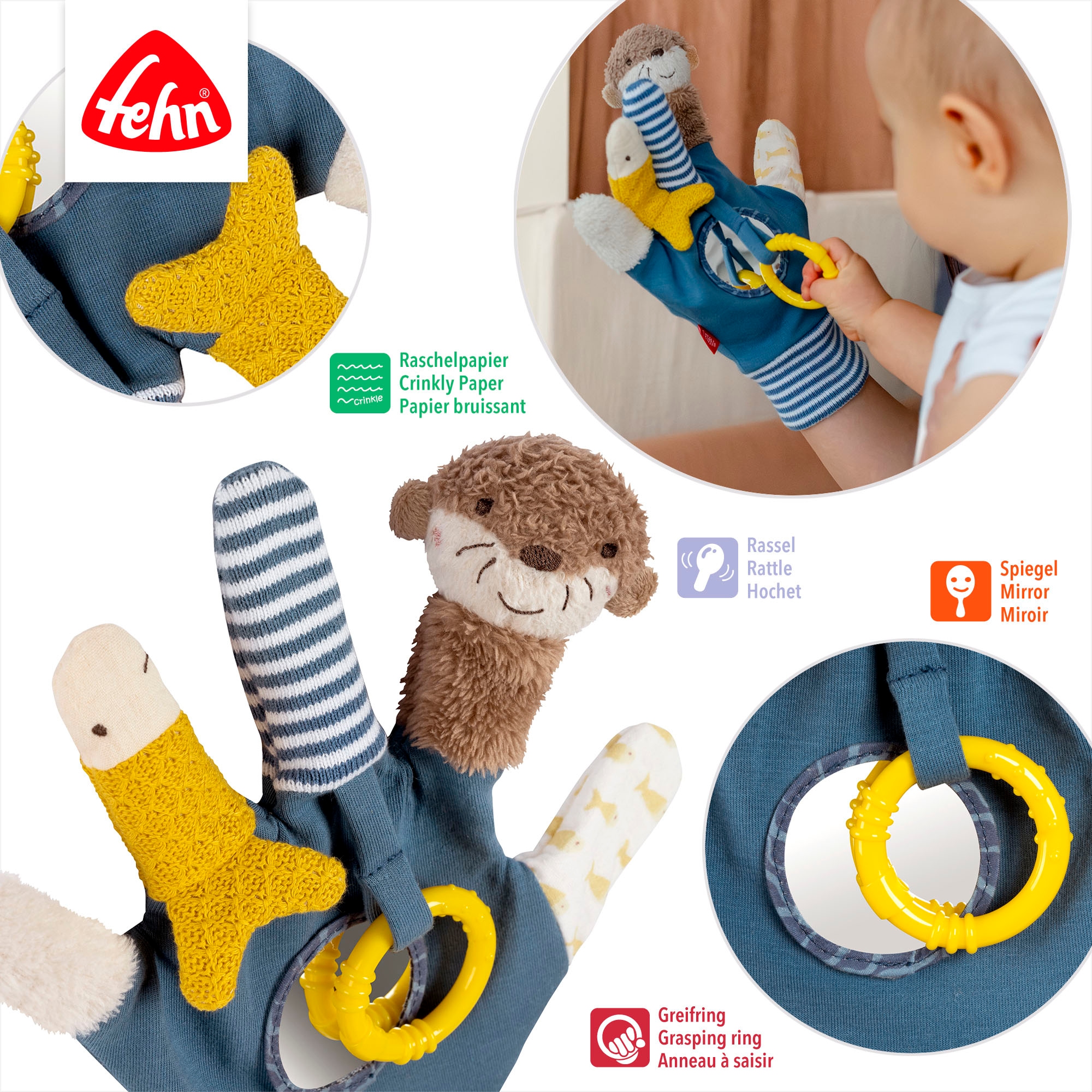 Fehn Greifspielzeug »Otter Theo, Spielhandschuh Otter«