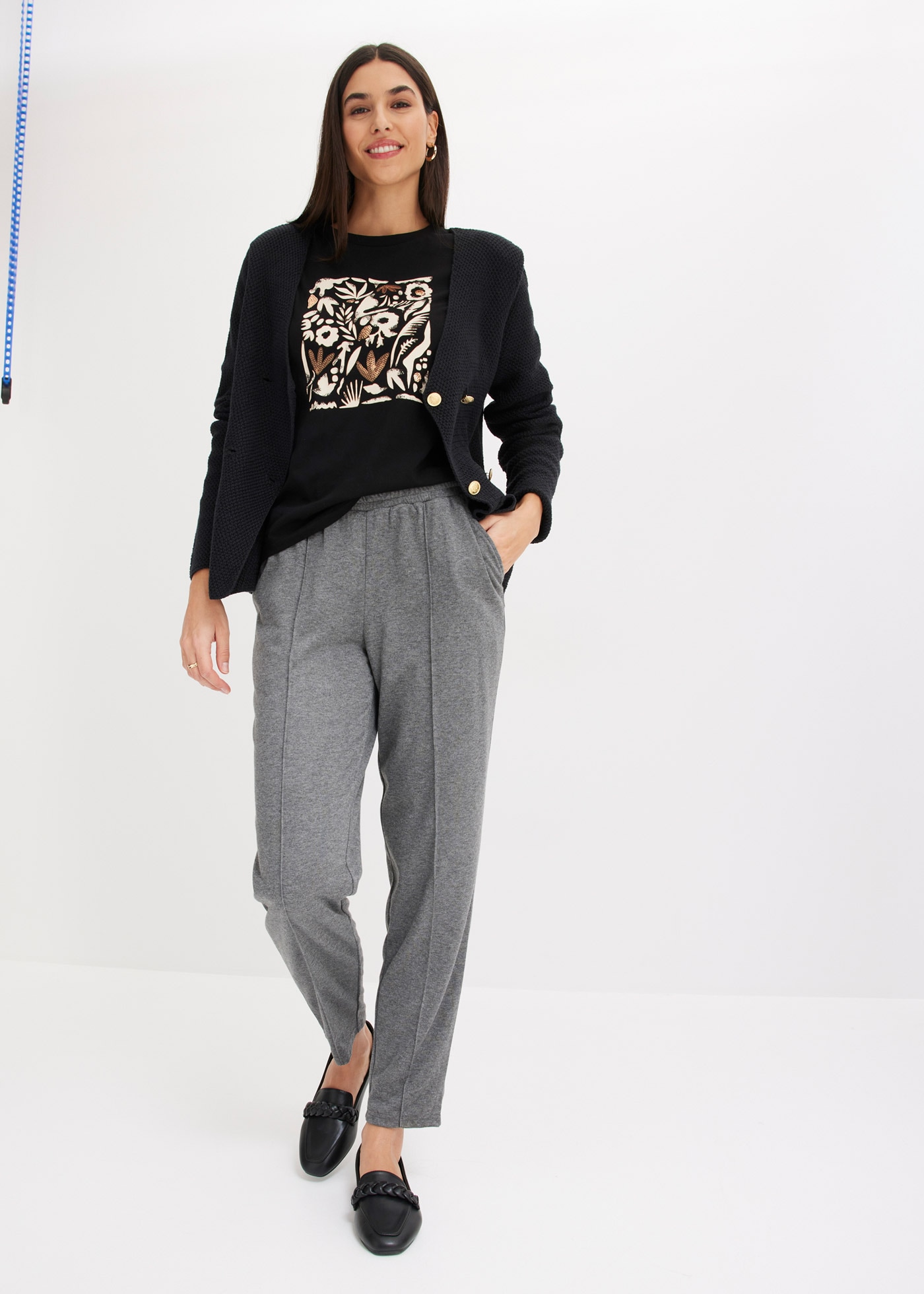 bonprix Langarmshirt Slim fit, Langarm, Druck mit Pailletten, für Frühling und Sommer