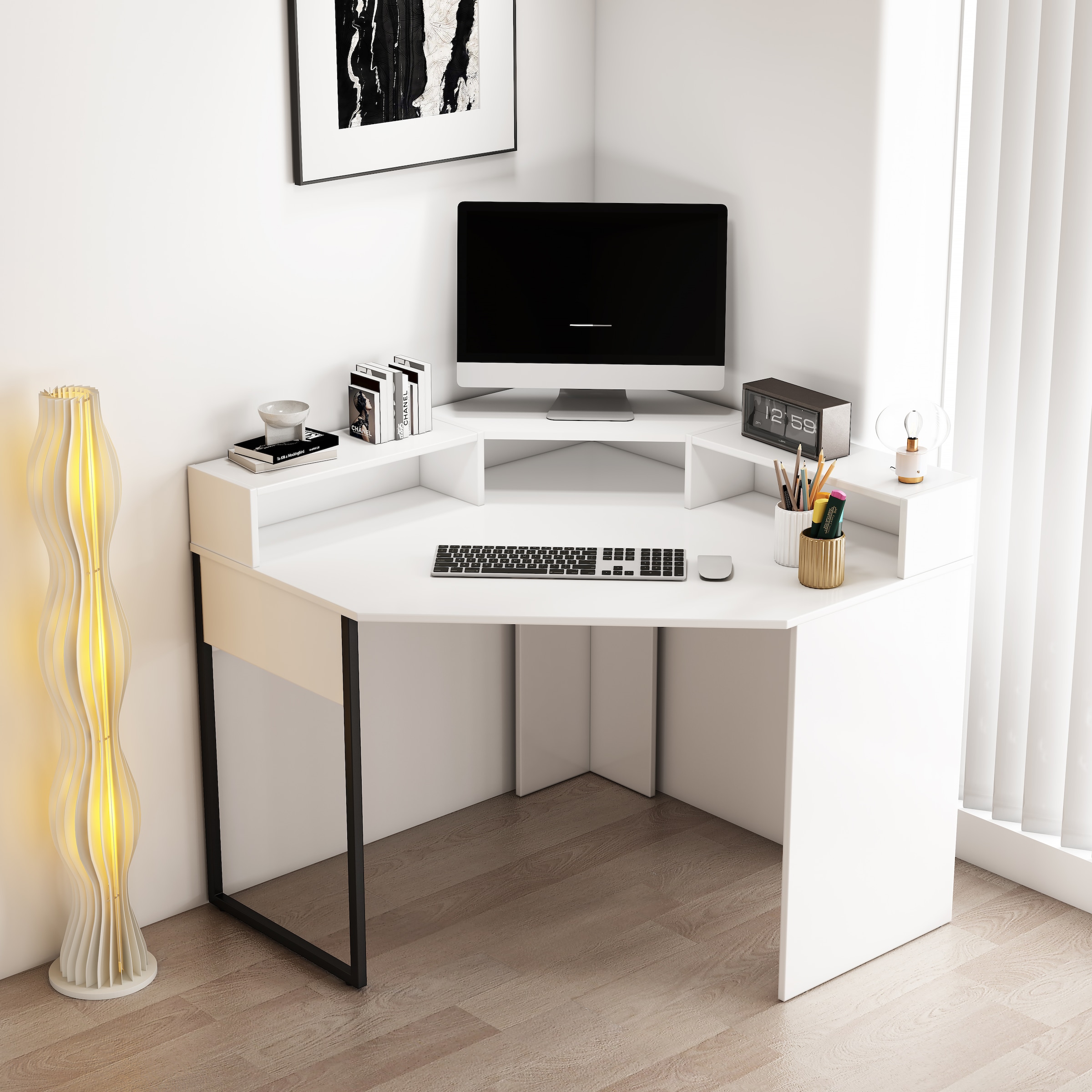 GOODproduct Eckschreibtisch »Moid« Set,  mit Schreibtischaufsatz, modernes Design, B. 100 cm