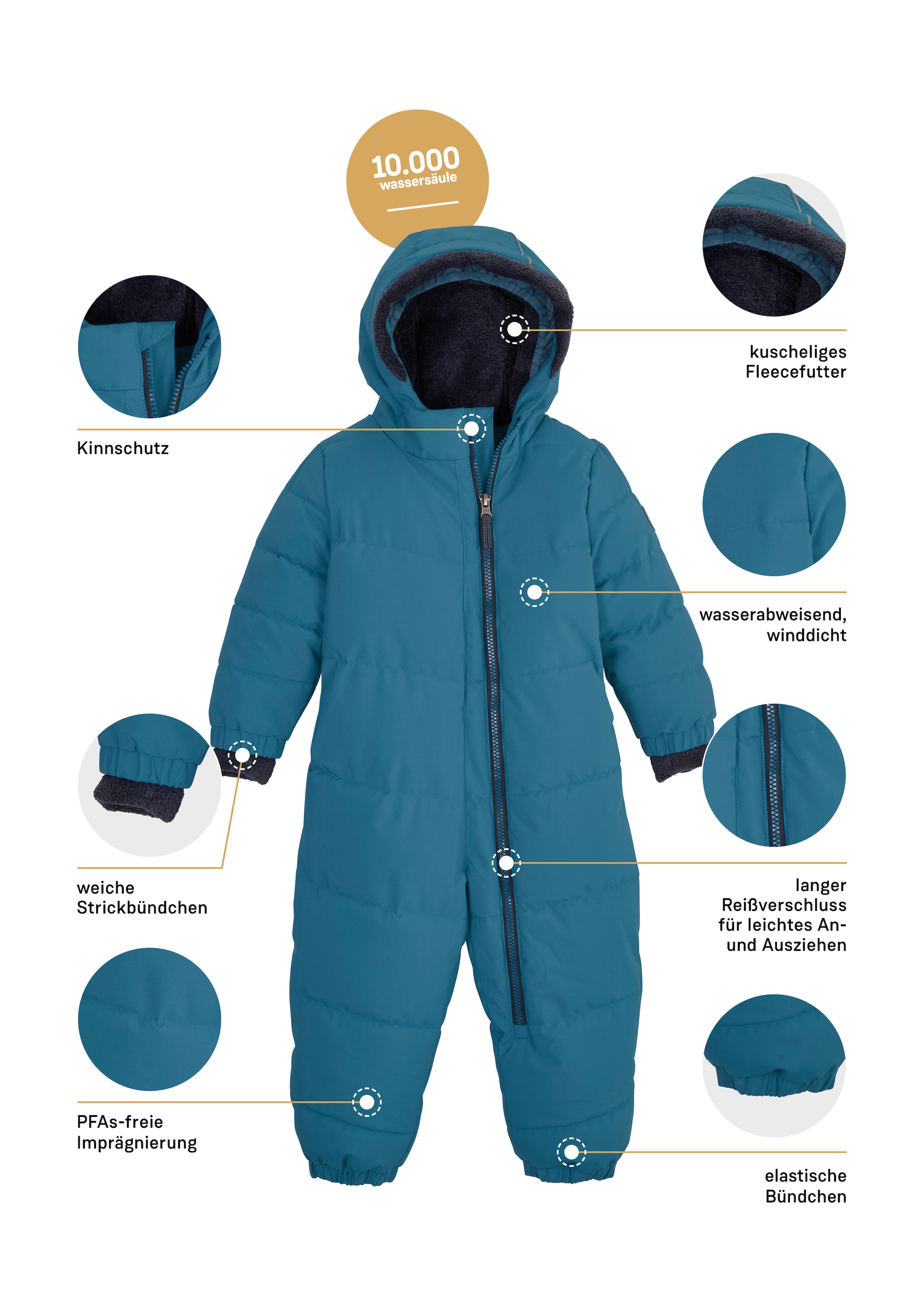 first instinct by killtec Overall »FIOW 20 MNS QLTD ONPC« Steppoverall mit Kapuze, 10.000 mm Wassersäule, Teddyfell innen