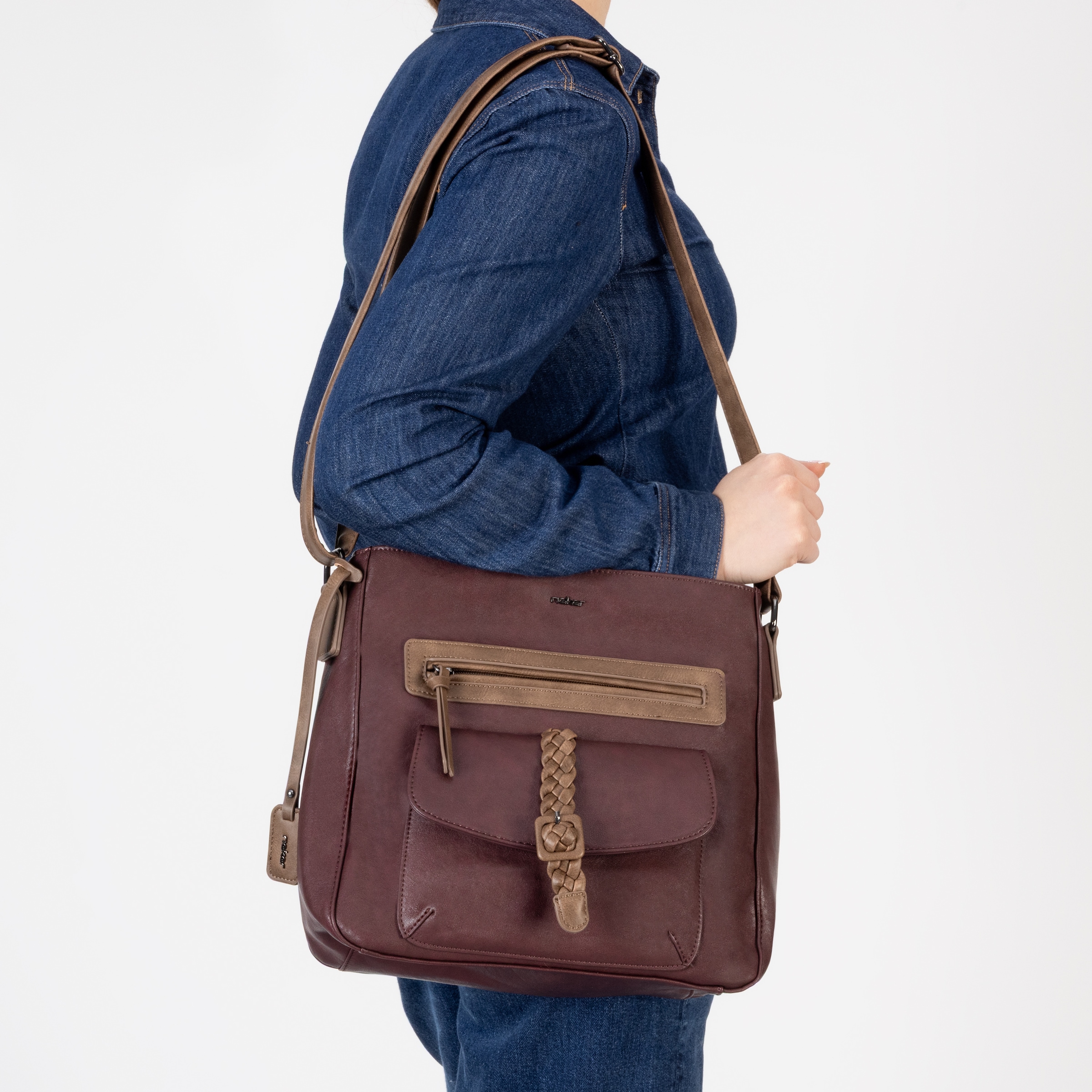 Rieker Sac à bandoulière Sac à épaule pour femme, poche avant avec fermeture à lanière tressée