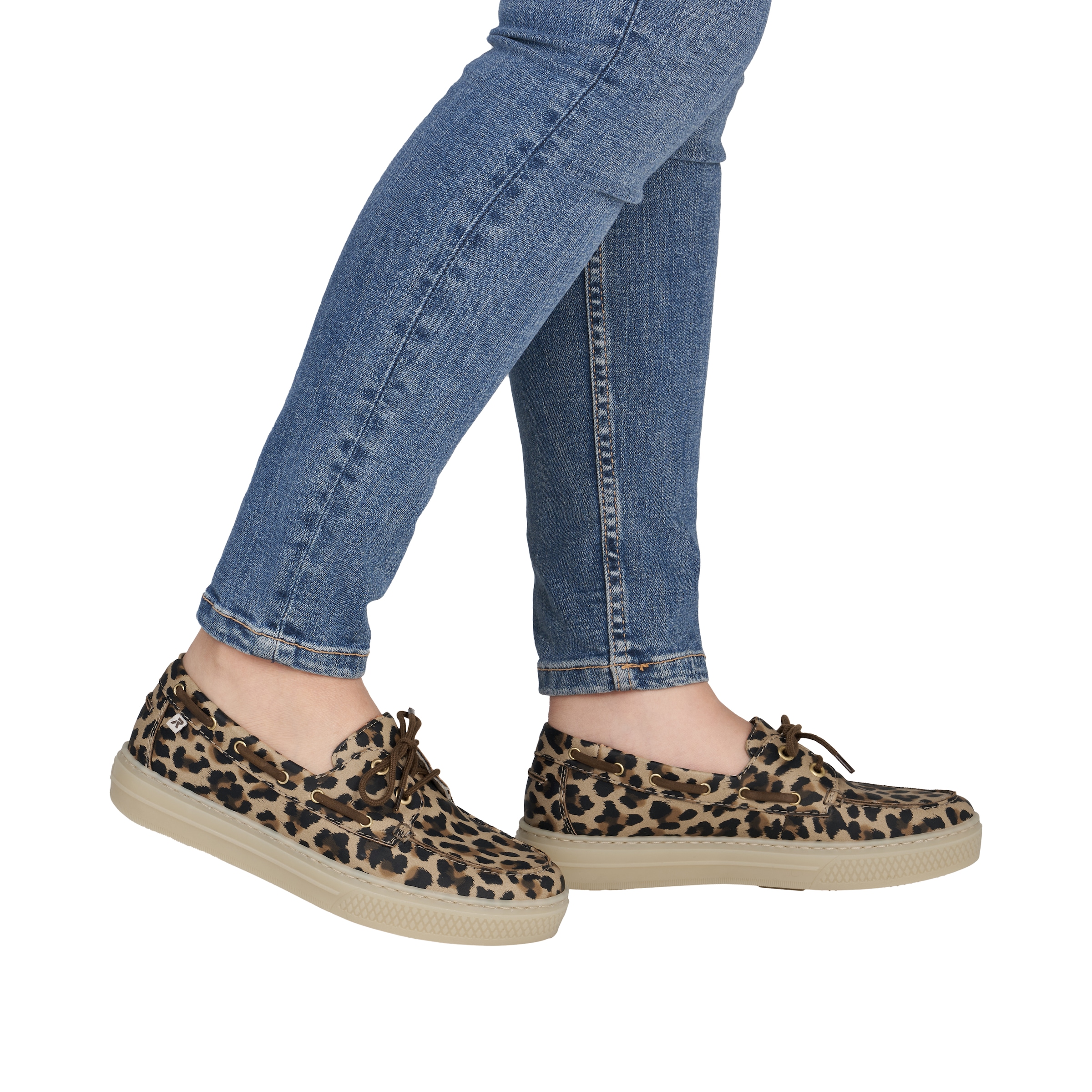 Rieker Bootsschuh  Schnürer, Mokassin, Halbschuh im Leo-Look