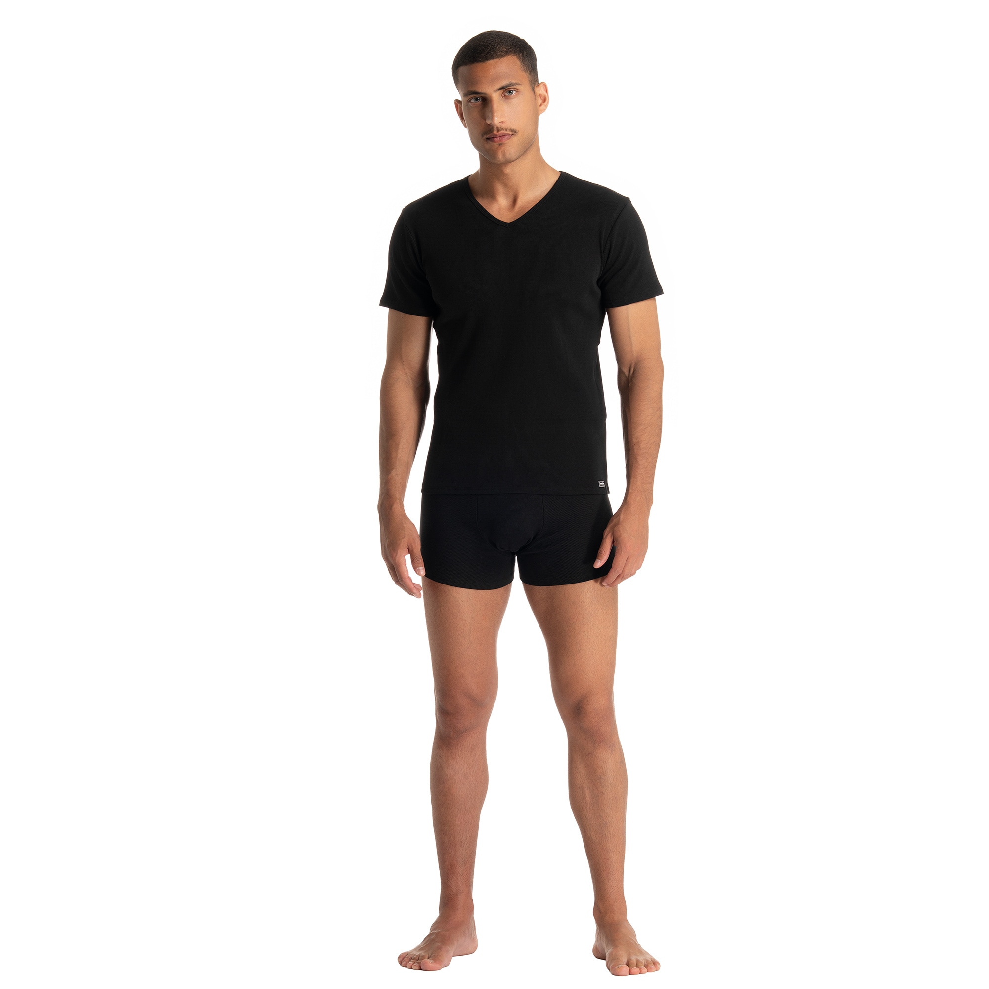 Bruno Banani T-shirt en V »FINE RIB« Feinripp, Kurzarm, V-Neck, Cotton-Mix