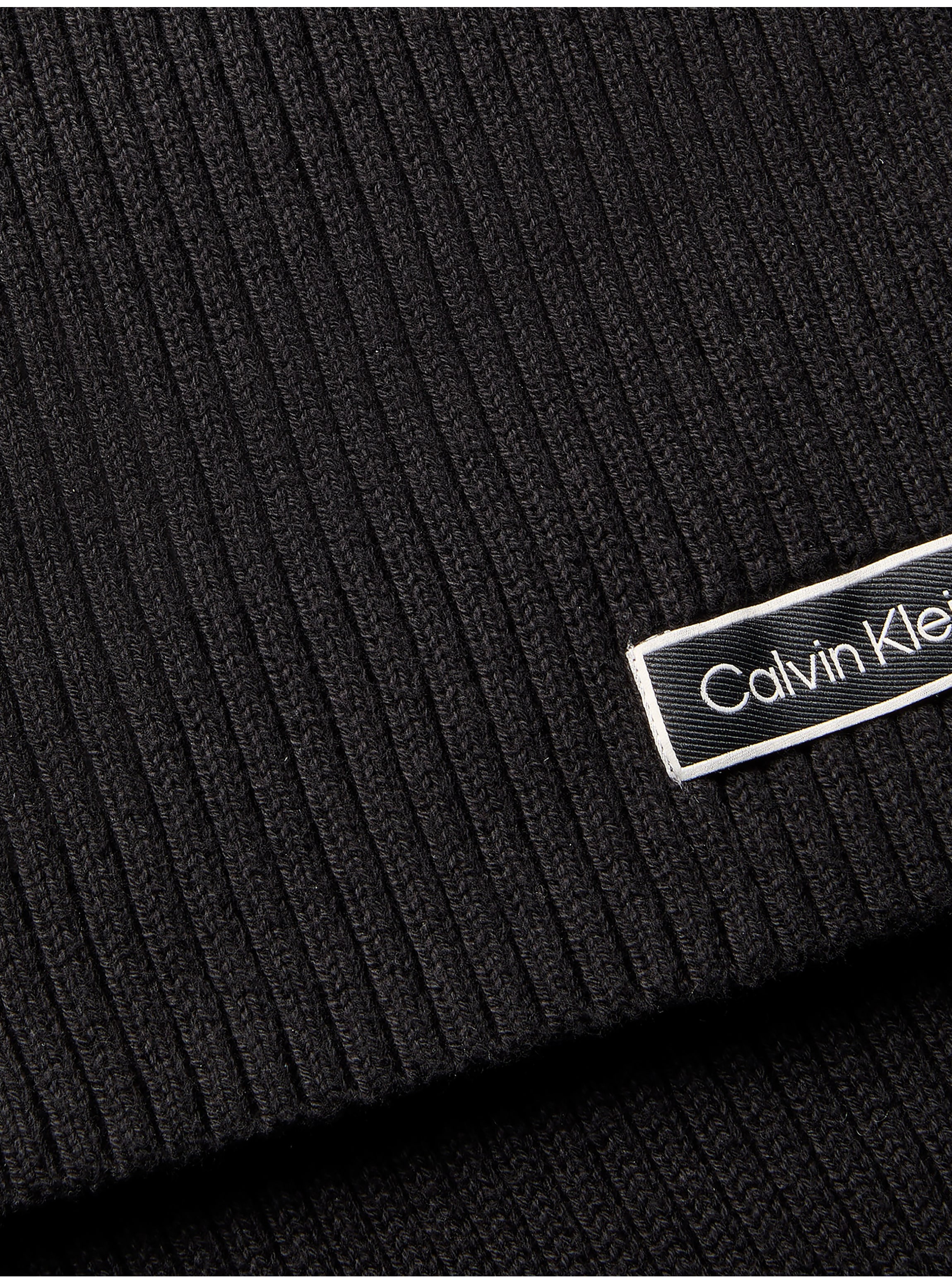 Calvin Klein Strickschal »PATCH CHUNKY RIB CTN KNIT SCARF« Regular fit mit Markenlogo