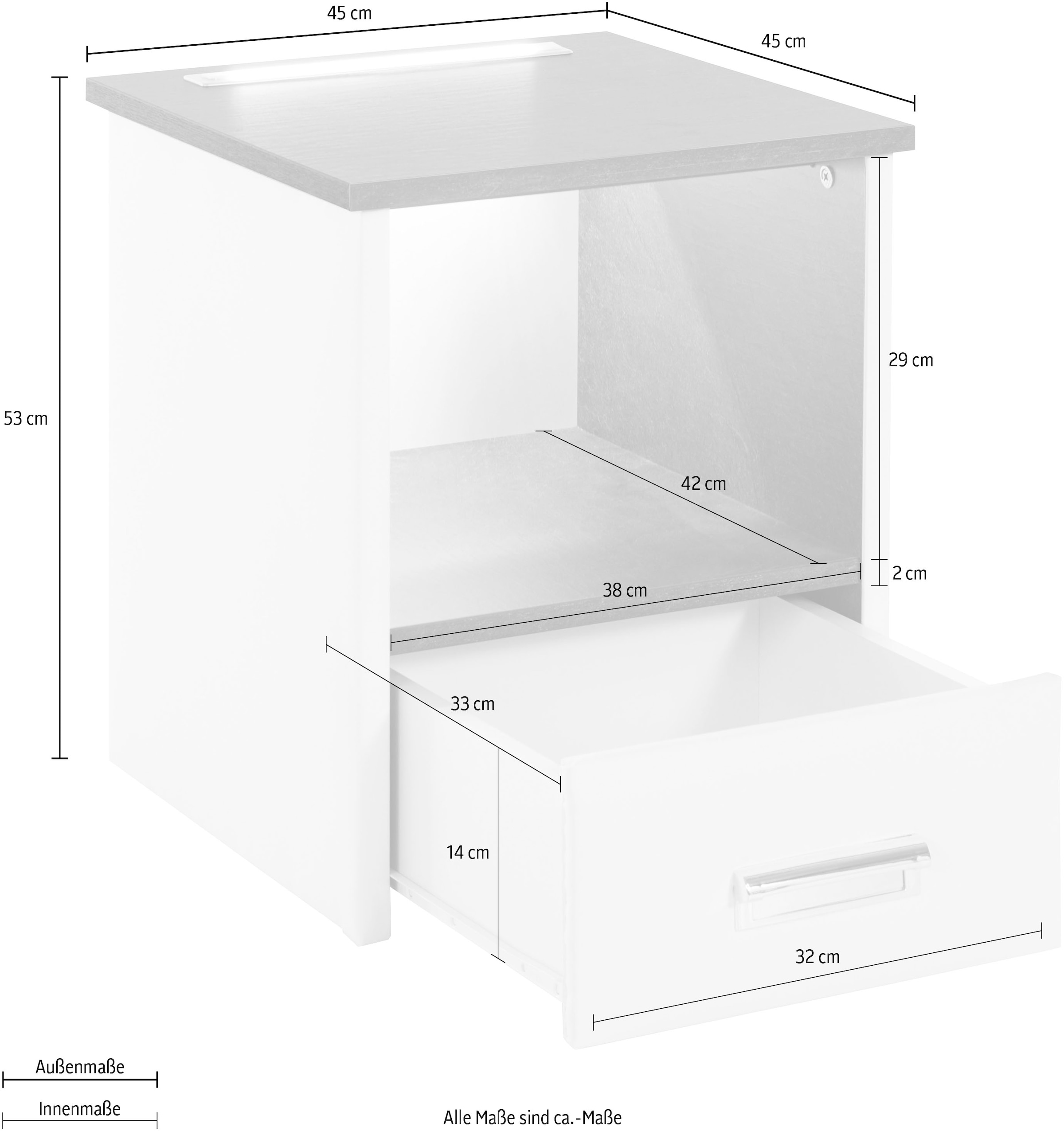 Westfalia Schlafkomfort Console de nuit »Brilon« wahlweise mit indirekter LED-Beleuchtung