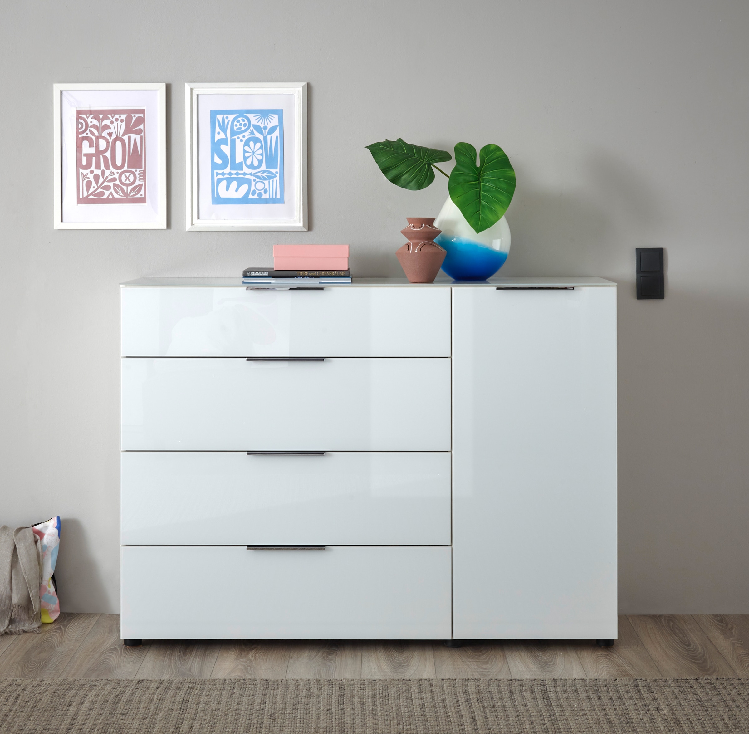 HBZ Kommode »Santorin, BxHxT 135x99x40 cm« 1 Stk. tlg. Breite 135cm, Softclose für Türen und Schubkästen, Melaminbeschichtung