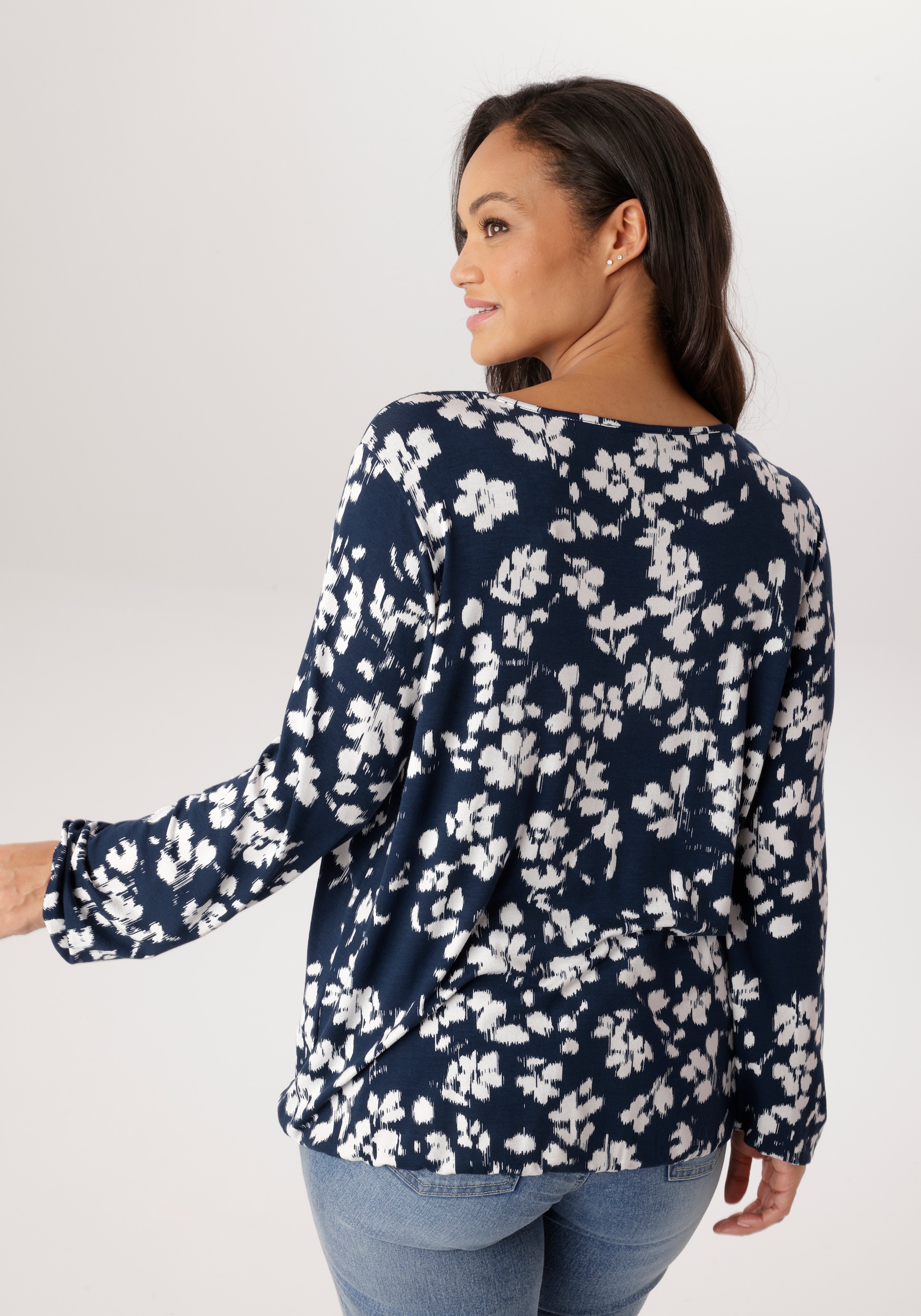 Aniston PLUS T-shirt à manches longues aus weich fliessender Viskose - NEUE KOLLEKTION