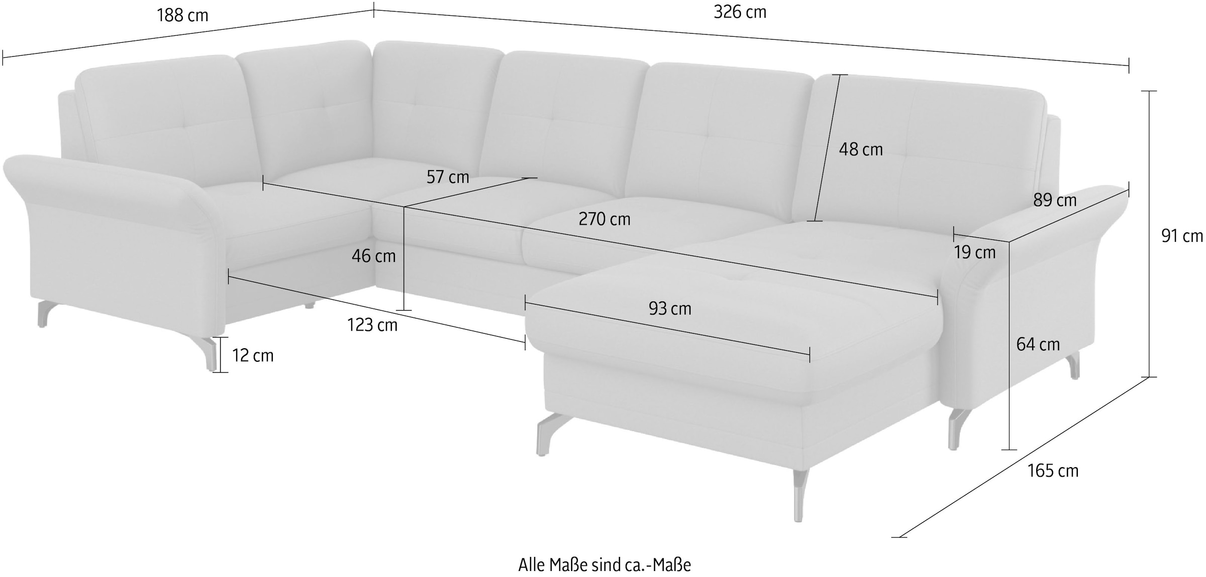 Home affaire Wohnlandschaft »Calando U-Form« wahlweise mit Bettfunktion , Bettkasten und Armteilfunktion