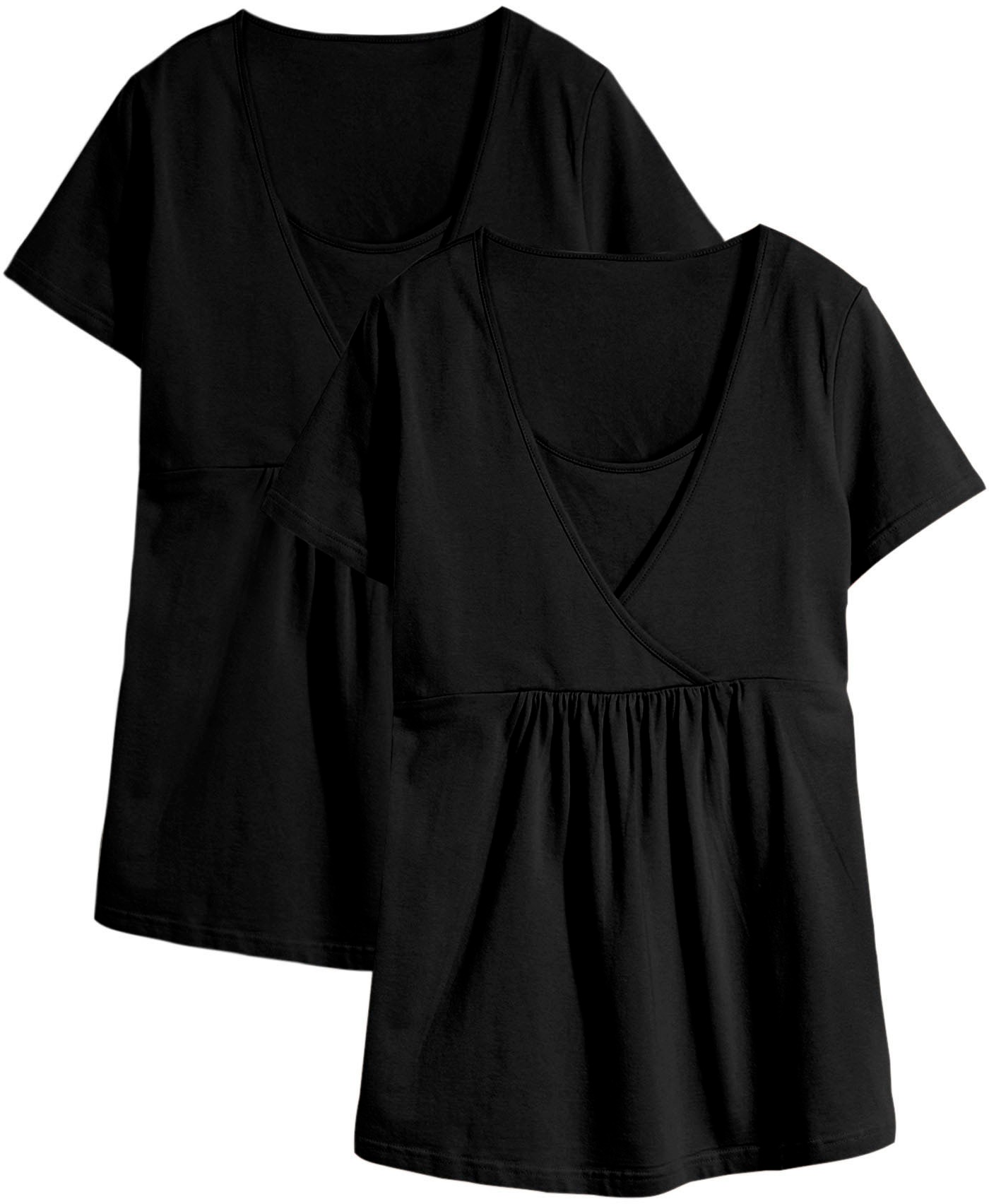 bonprix Stillshirt »2-in-1 Umstands- und Stillshirts (2er Pack?)« Packung, 2, 2 Stk. figurumspielende Passform, mit Wickelschnitt