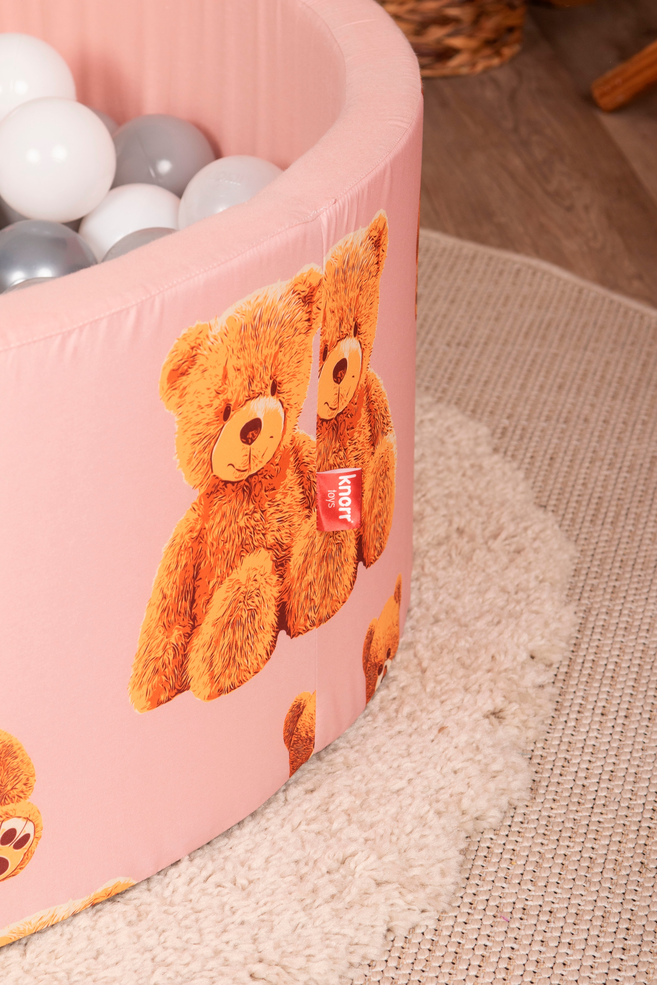 Knorrtoys® Bällebad »Soft, Teddy pink« mit 150 Bällen grey/white/transparent; Made in Eurpe