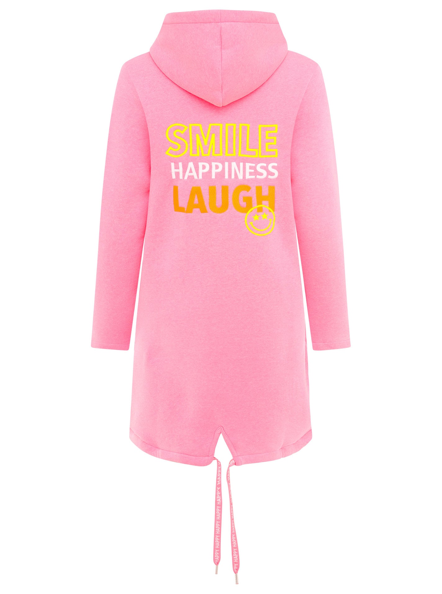 Zwillingsherz Manteau en jersey »"Smile Happiness Laugh"« mit positiver Botschaft, gesticktes Motiv hinten und vorne