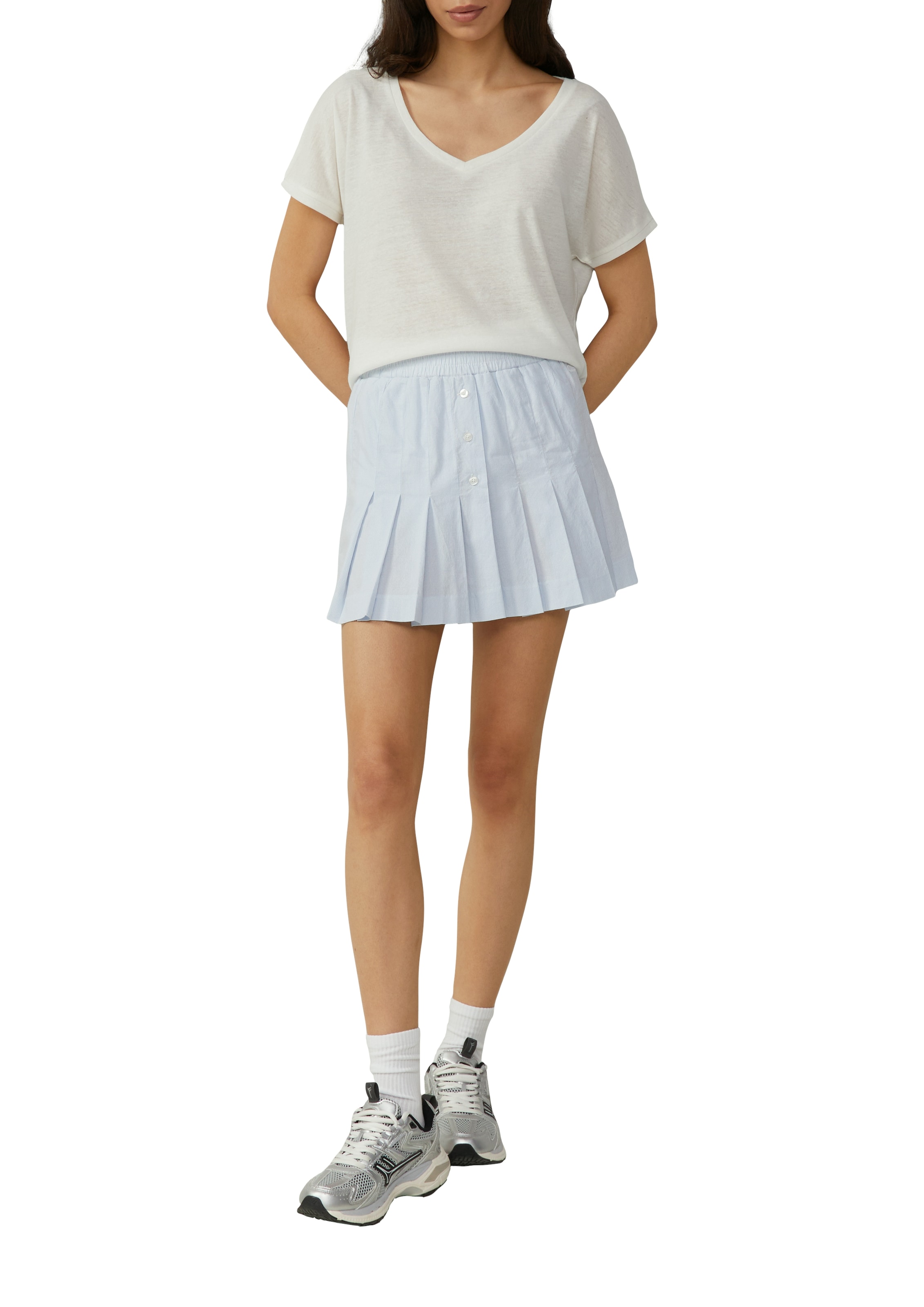 QS T-shirt mit Leinenanteil