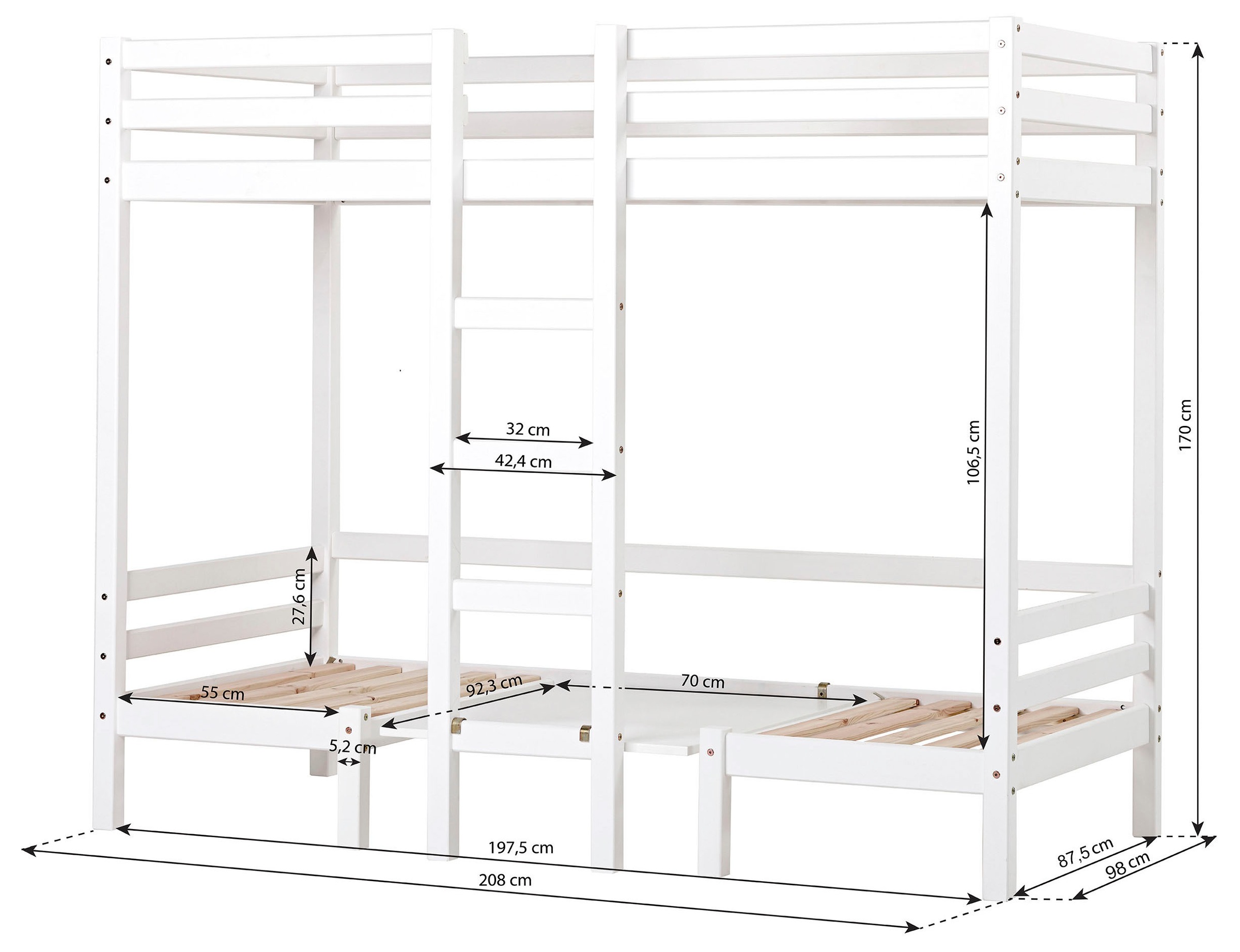 Hoppekids Hochbett »ECO Dream, Kinderbett mit Funktion - Praktisch & flexibel« Unteres Bett nutzbar als Bett oder Sitzgruppe. 90x200