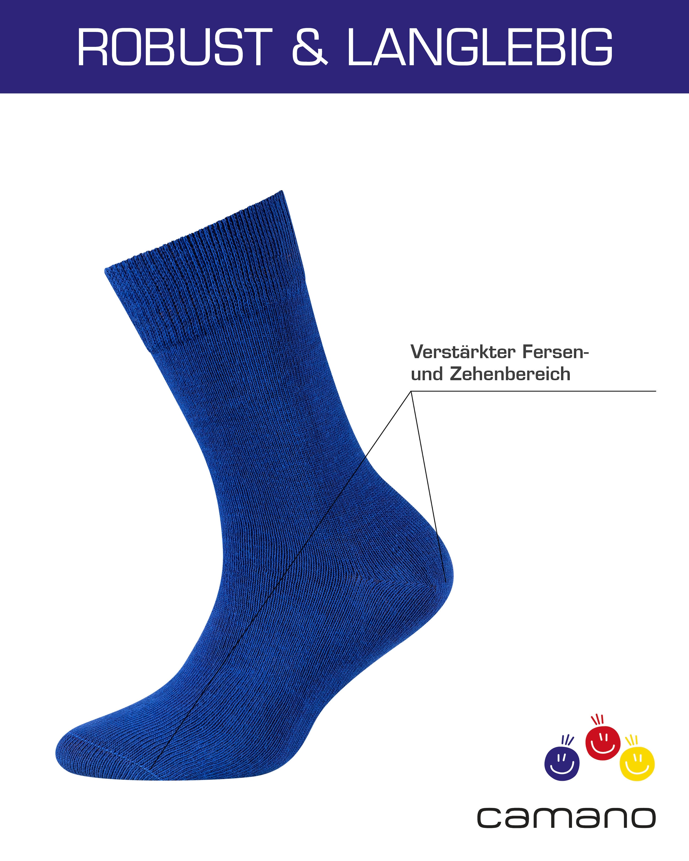 Camano Socken »ca-soft« 6 Paar, 6 Paar tlg. mit Komfortbund und gepolsterten Zehen-/Fersenbereich