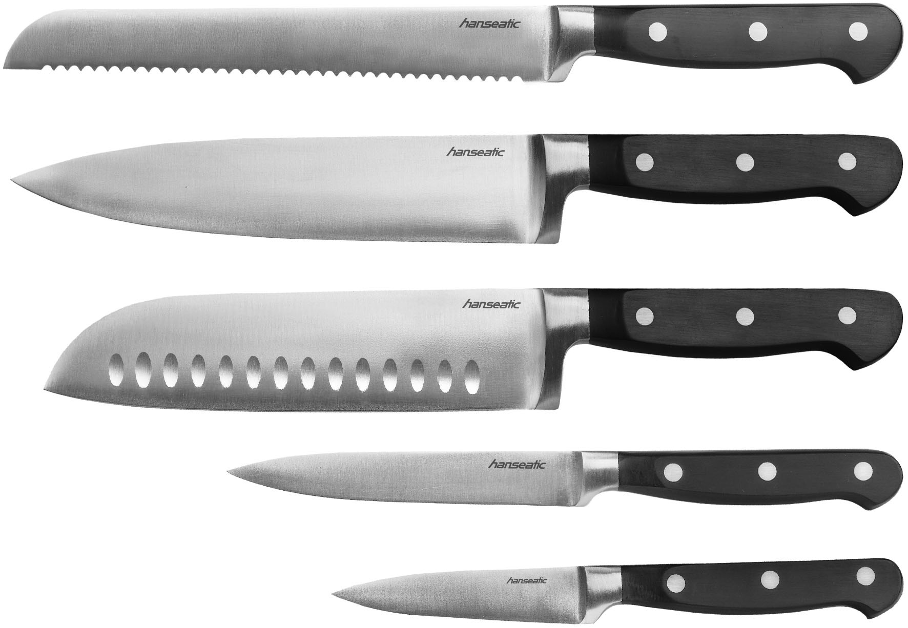 Hanseatic Bloc à couteaux magnétique »hanseatic PREMIUM, aus Holz, Messerblock Set, 6-tlg.« 6 pièces elegantes Design, herausnehmbarer Borsteneinsatz, 360-Grad-drehbar