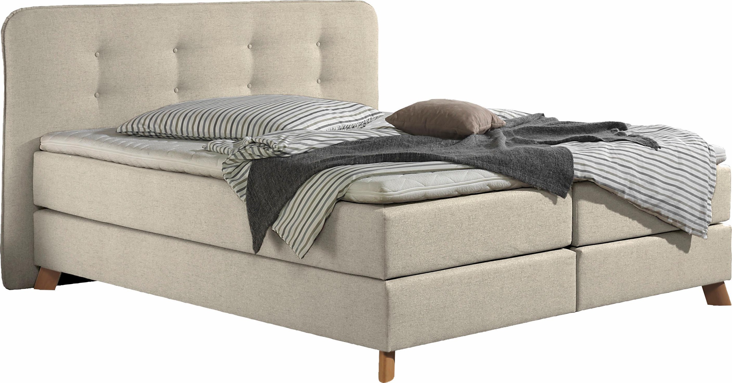 Home affaire Lit boxspring »Cecina« in 5 Breiten, 3 Ausführungen, 2 Härtegrade, Knopfheftung, Topper