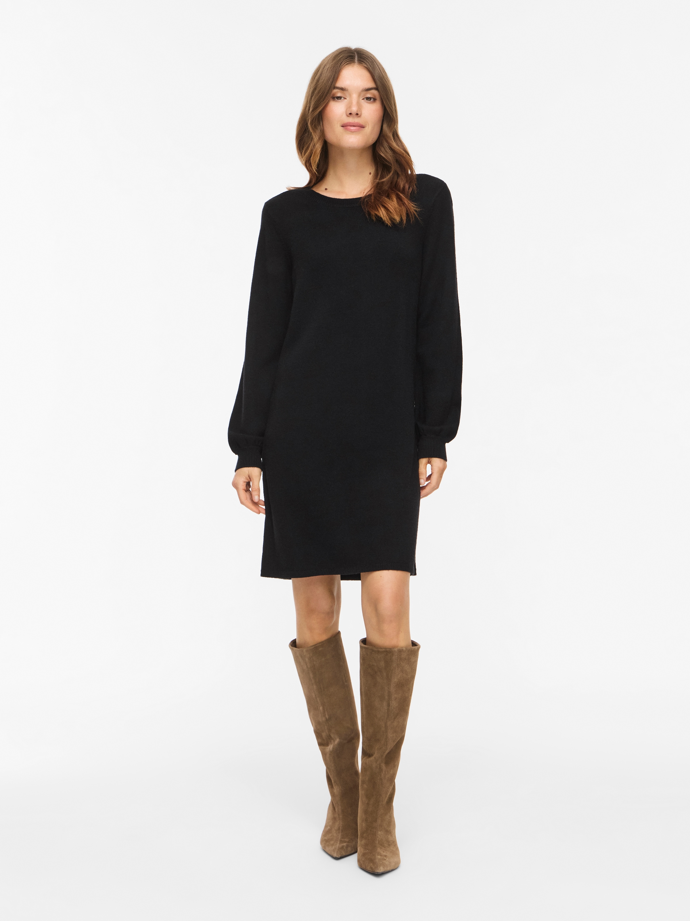 Vila Robe en tricot »VIRIL L/S VOLUME SLEEVE KNIT DRESS-NOOS« mélange de matériaux, coupe normale
