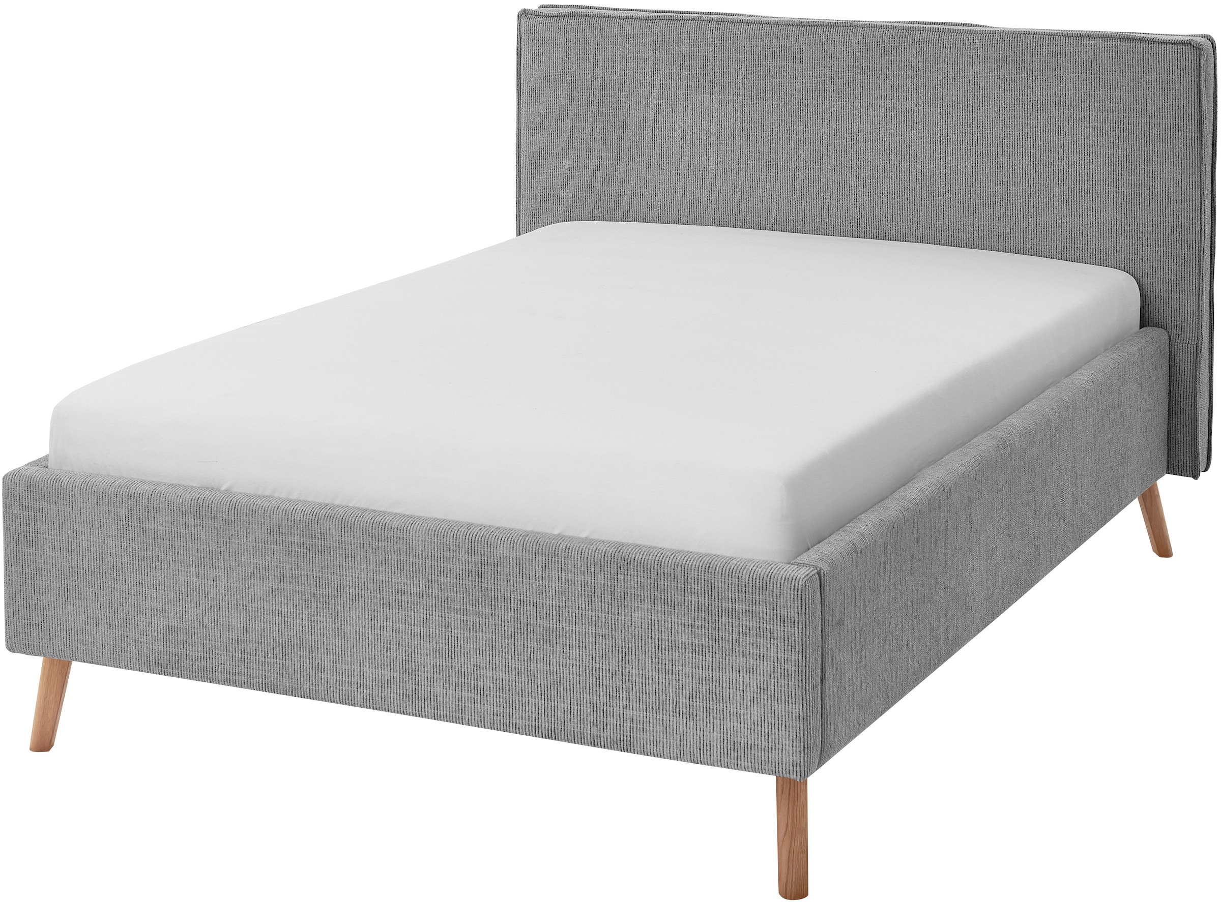 meise.möbel Polsterbett »Riva« mit eichefarbigen Holzfüssen, wahlweise mit Bettkasten und Lattenrost