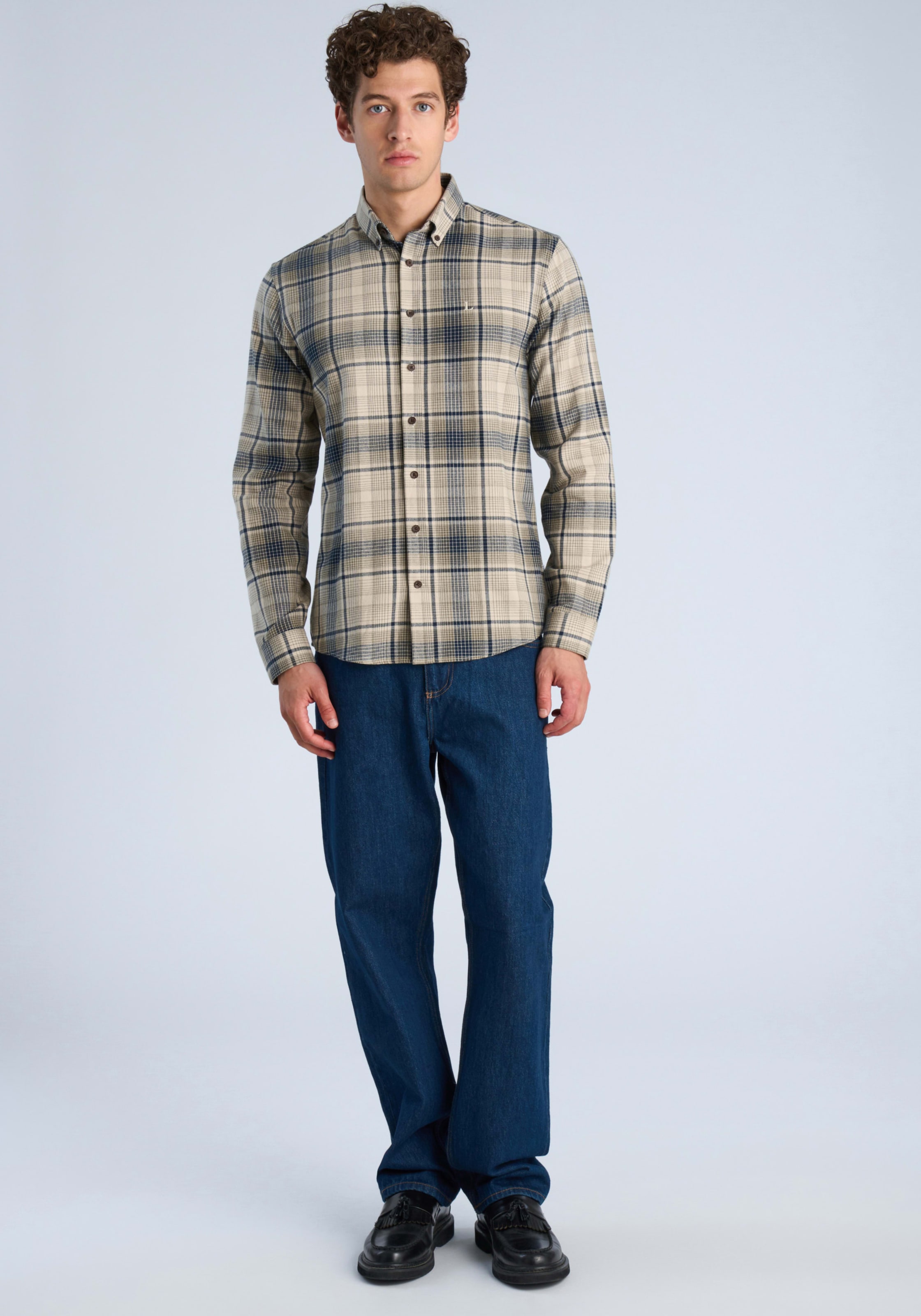 LINDBERGH Chemise à carreaux avec patte de boutonnage et col boutonné / coupe décontractée