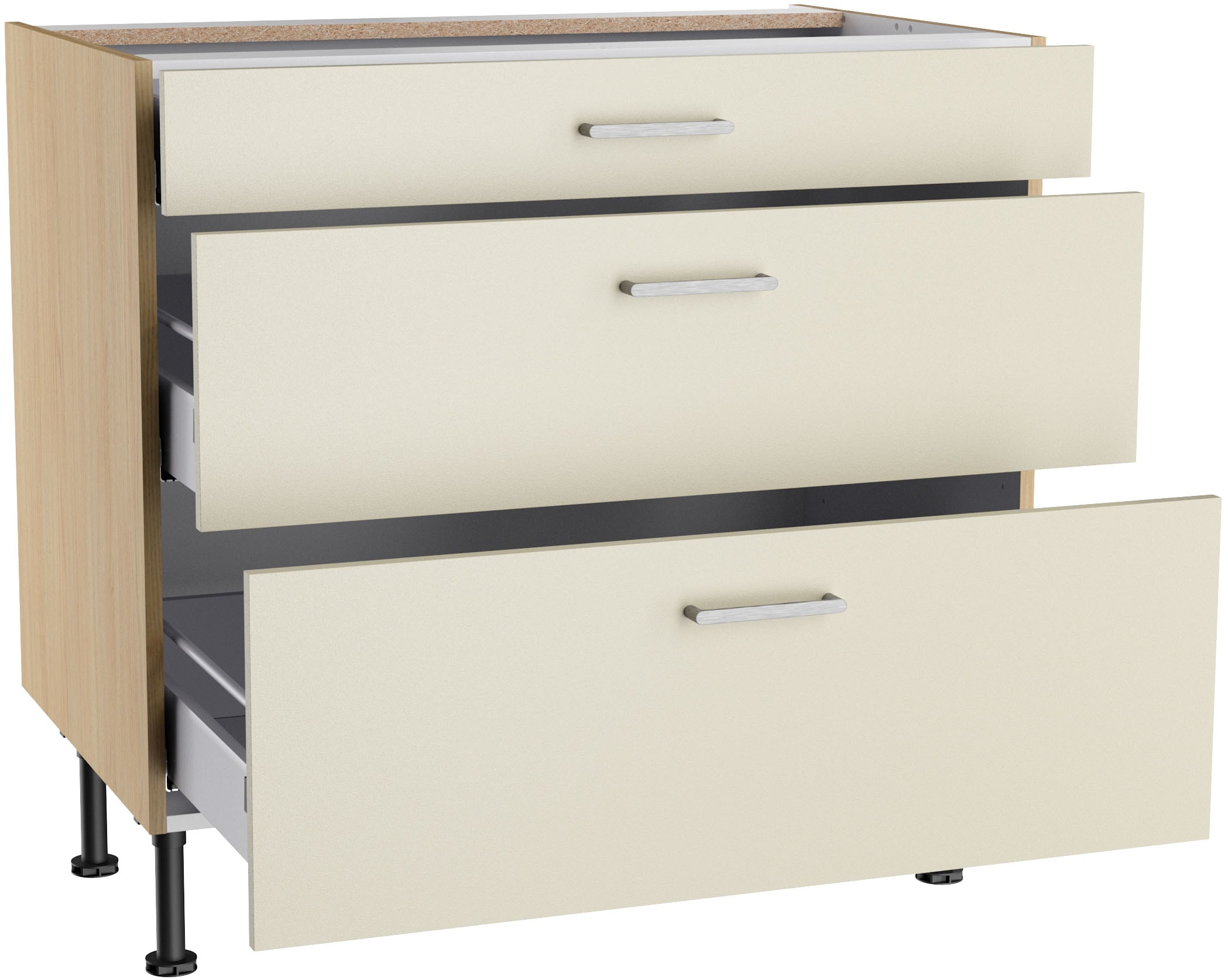 KOCHSTATION Unterschrank »KS-Lucy« Breite 90 cm, 1 Schubkasten, 2 Auszügen, Soft-Close, verstellbare Füsse