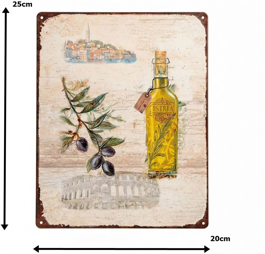 Ambiente Haus Metallbild »Istria« Kroatien | Küche | Natur | Vintage 1 Stk. tlg. Metallbild - Istrien & Olivenöl