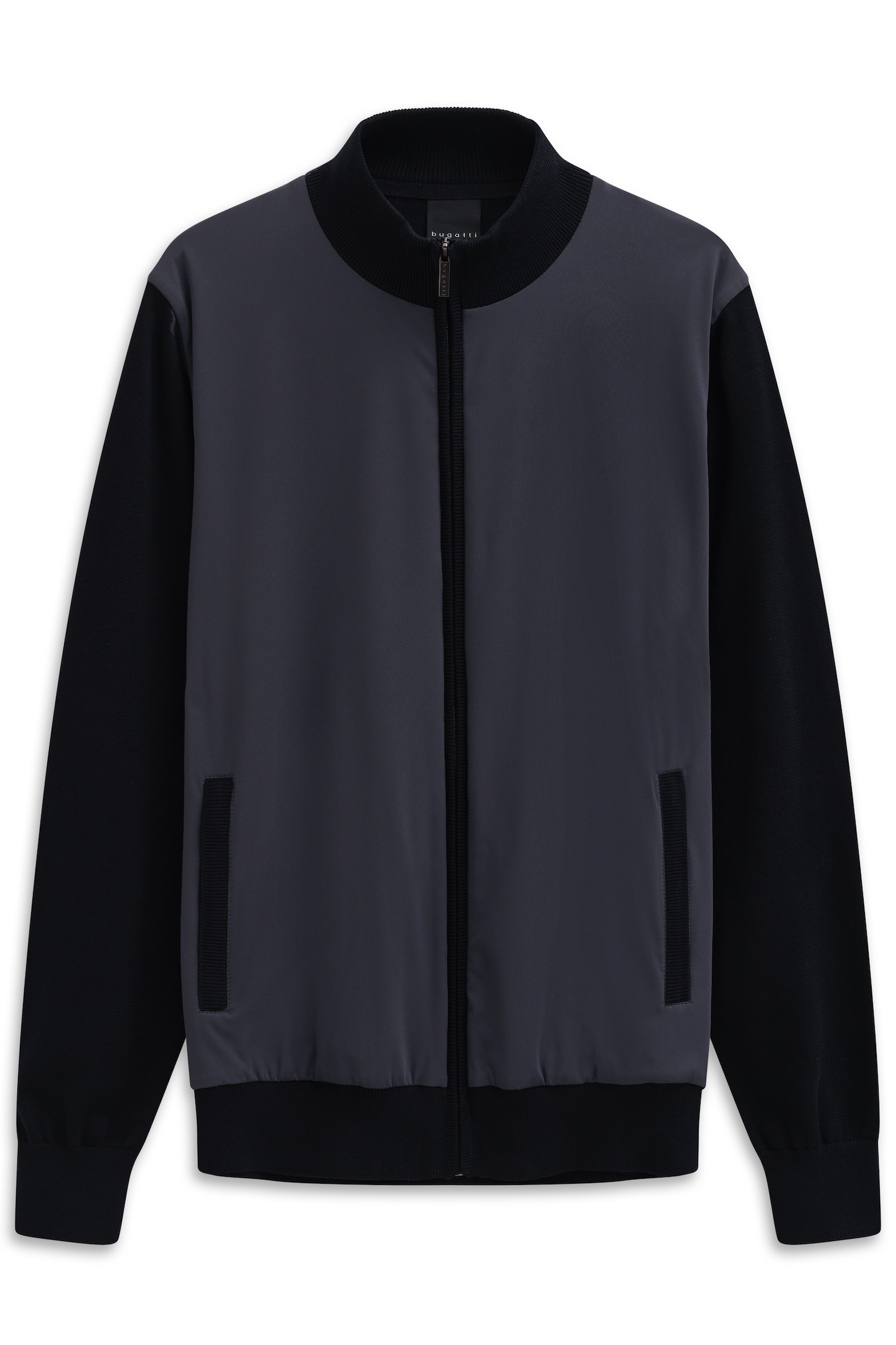 bugatti Strickjacke »Regular Fit« mit Stehkragen und Reissverschlusstaschen